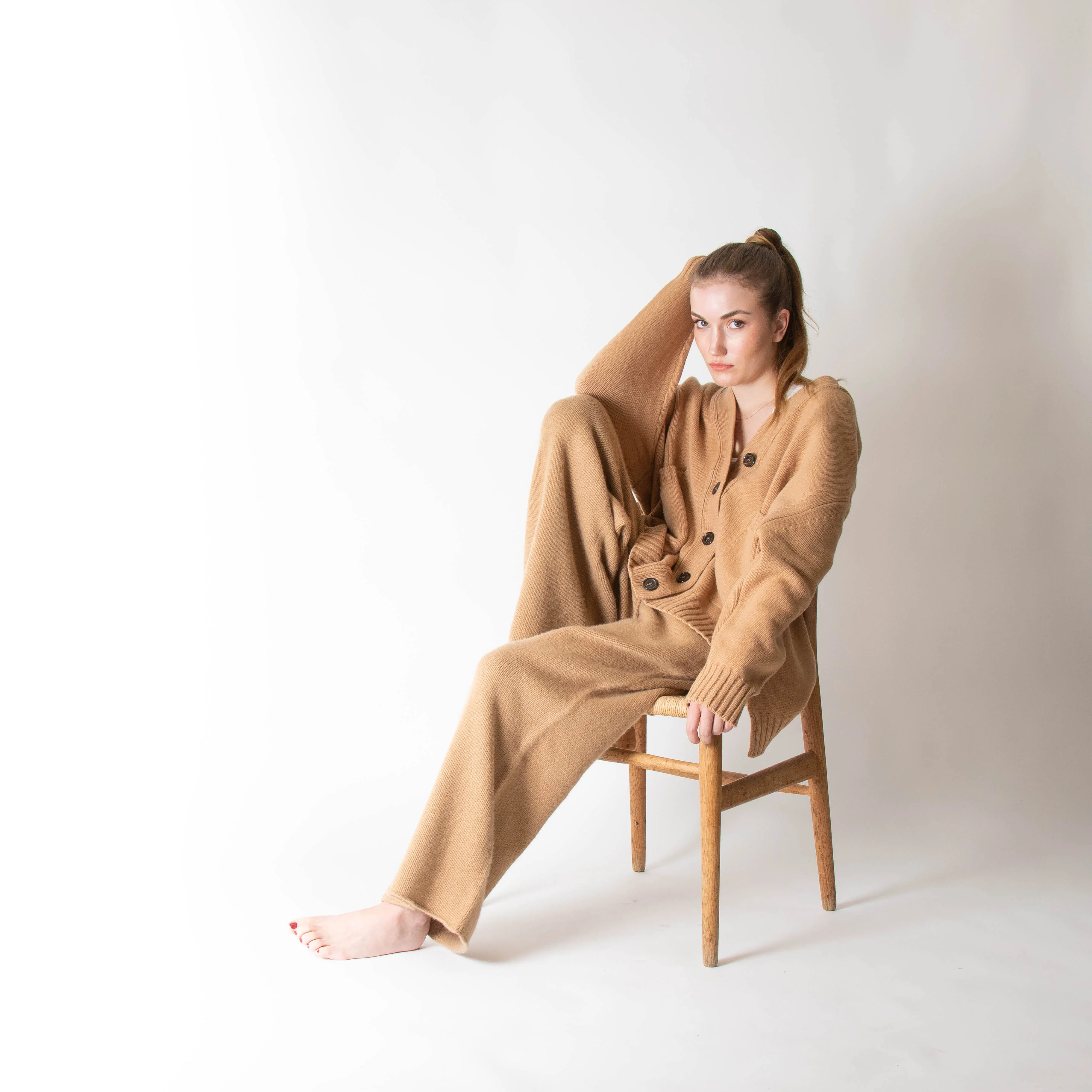 &DAUGHTER Tara Cardigan With Pockets In Brown Sugar Camel - Image 5