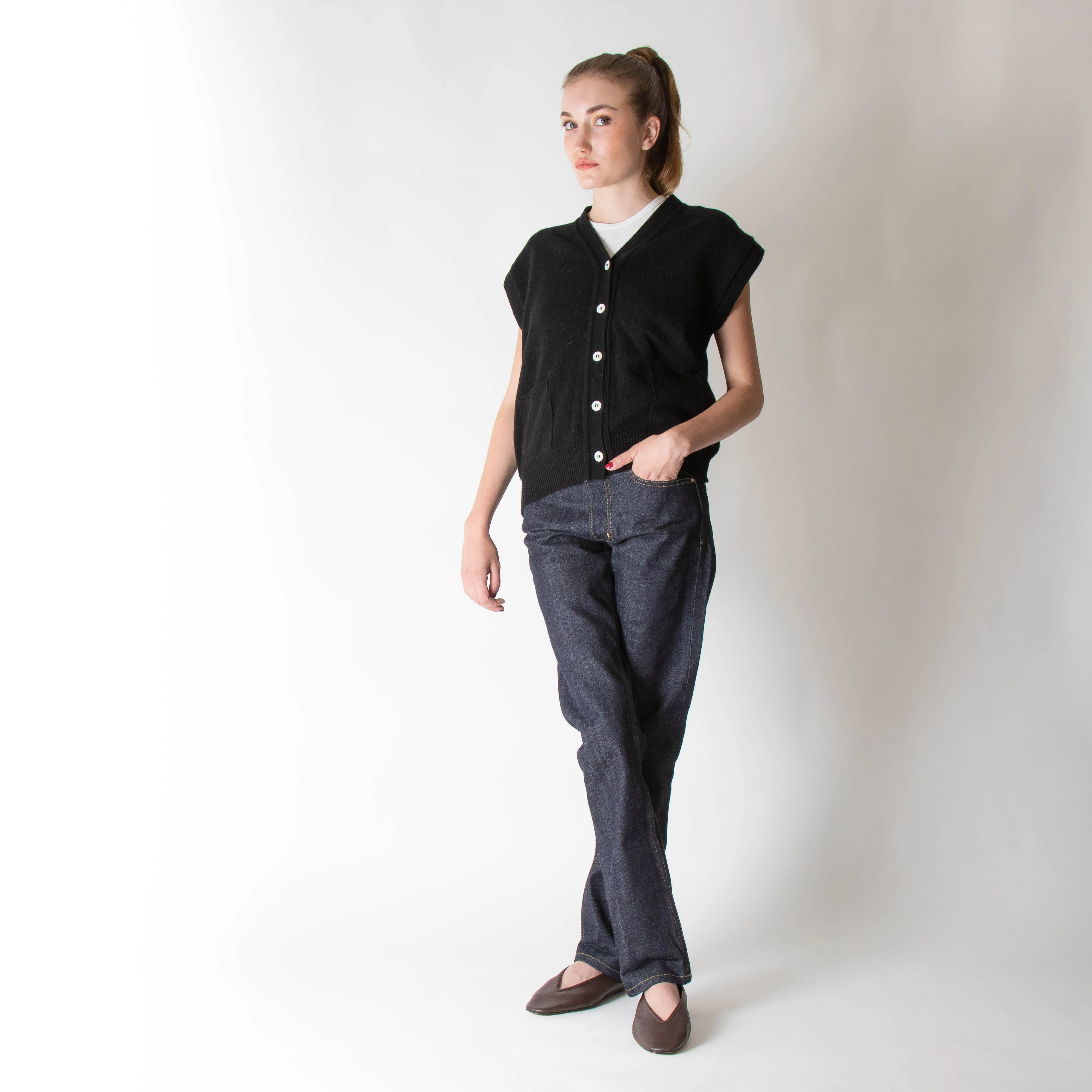 &DAUGHTER Wexford Pocket Waistcoat In Black - Image 2