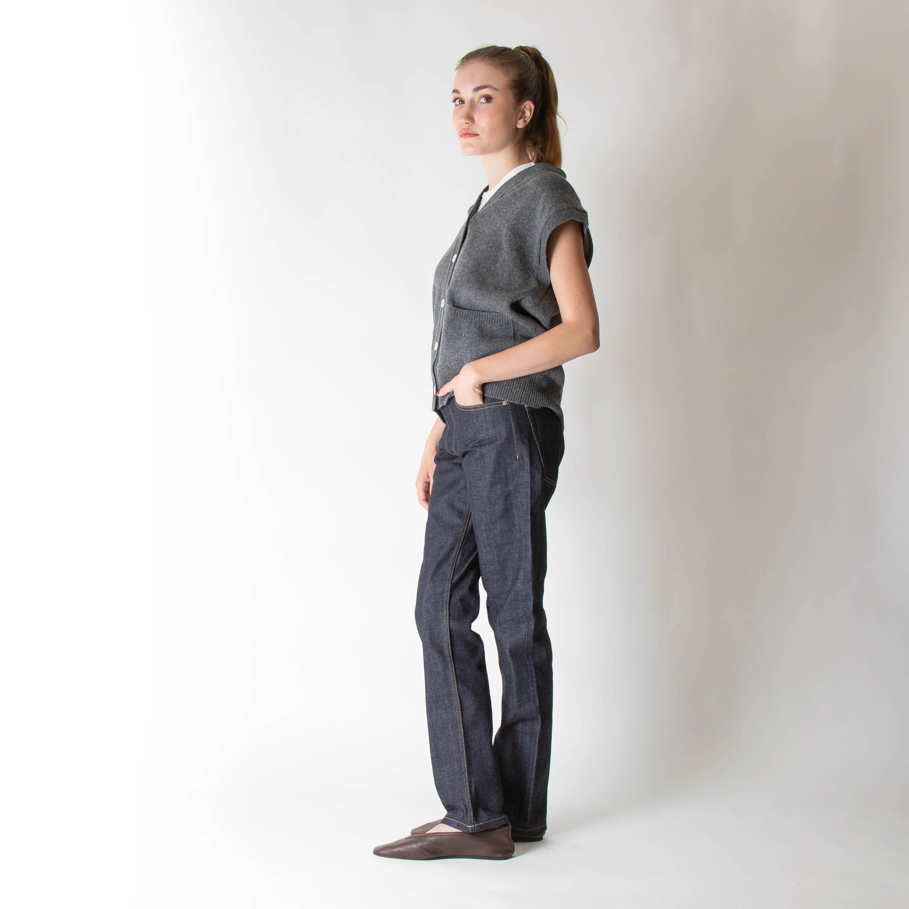 &DAUGHTER Wexford Pocket Waistcoat In Derby Grey - Image 2