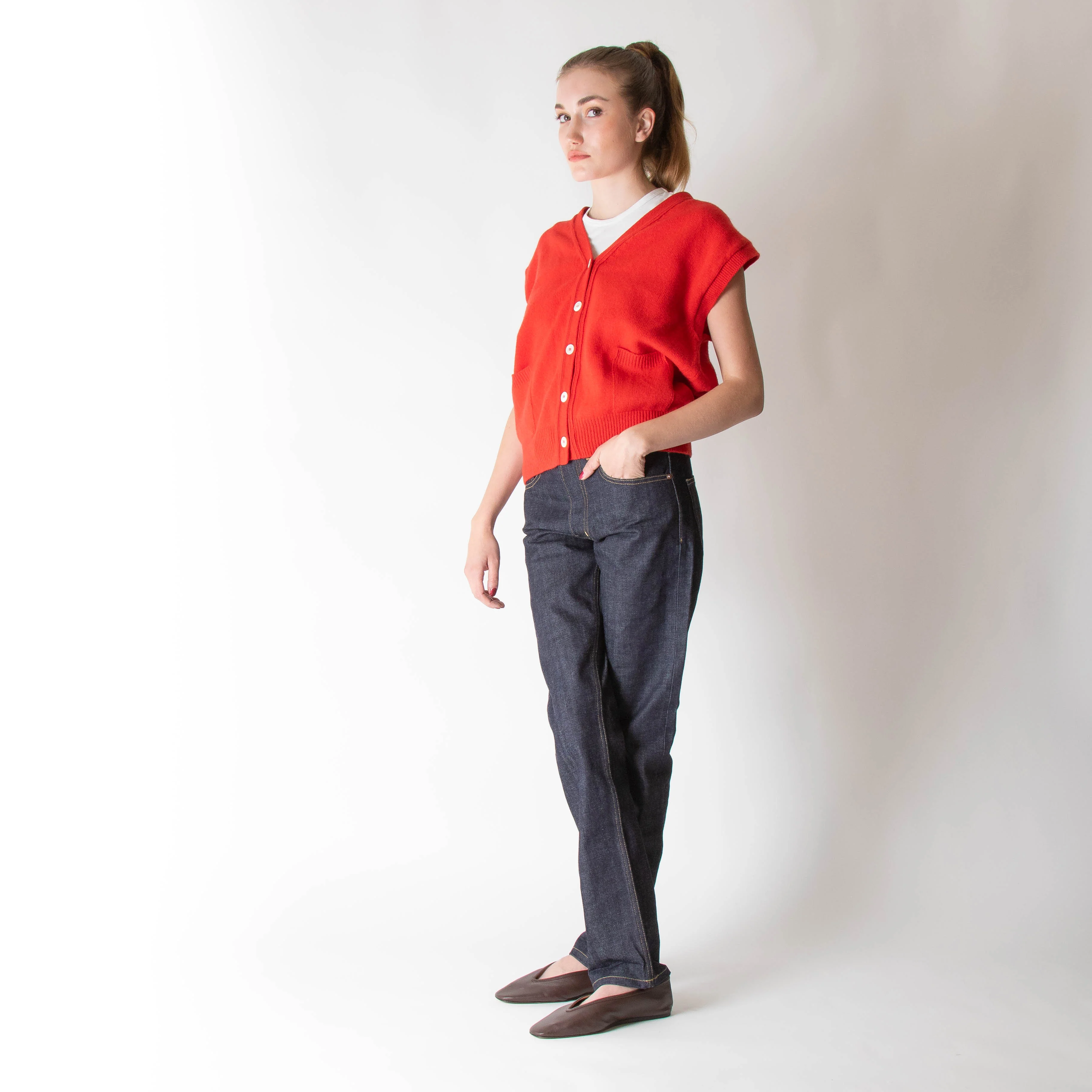 &DAUGHTER Wexford Pocket Waistcoat In Poppy Red - Image 2