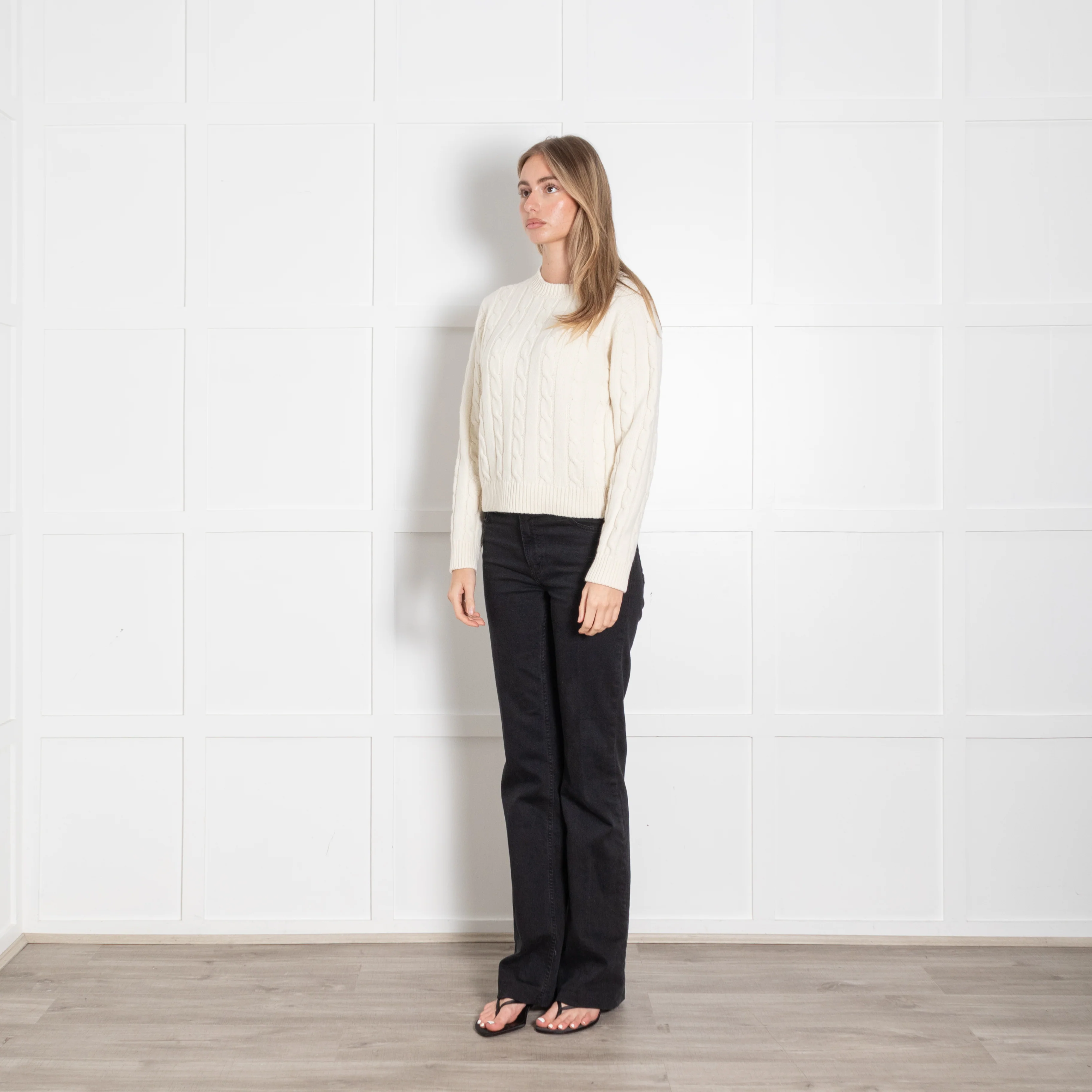 &Daughter Round Neck Cream Cable Knit Jumper - Image 3