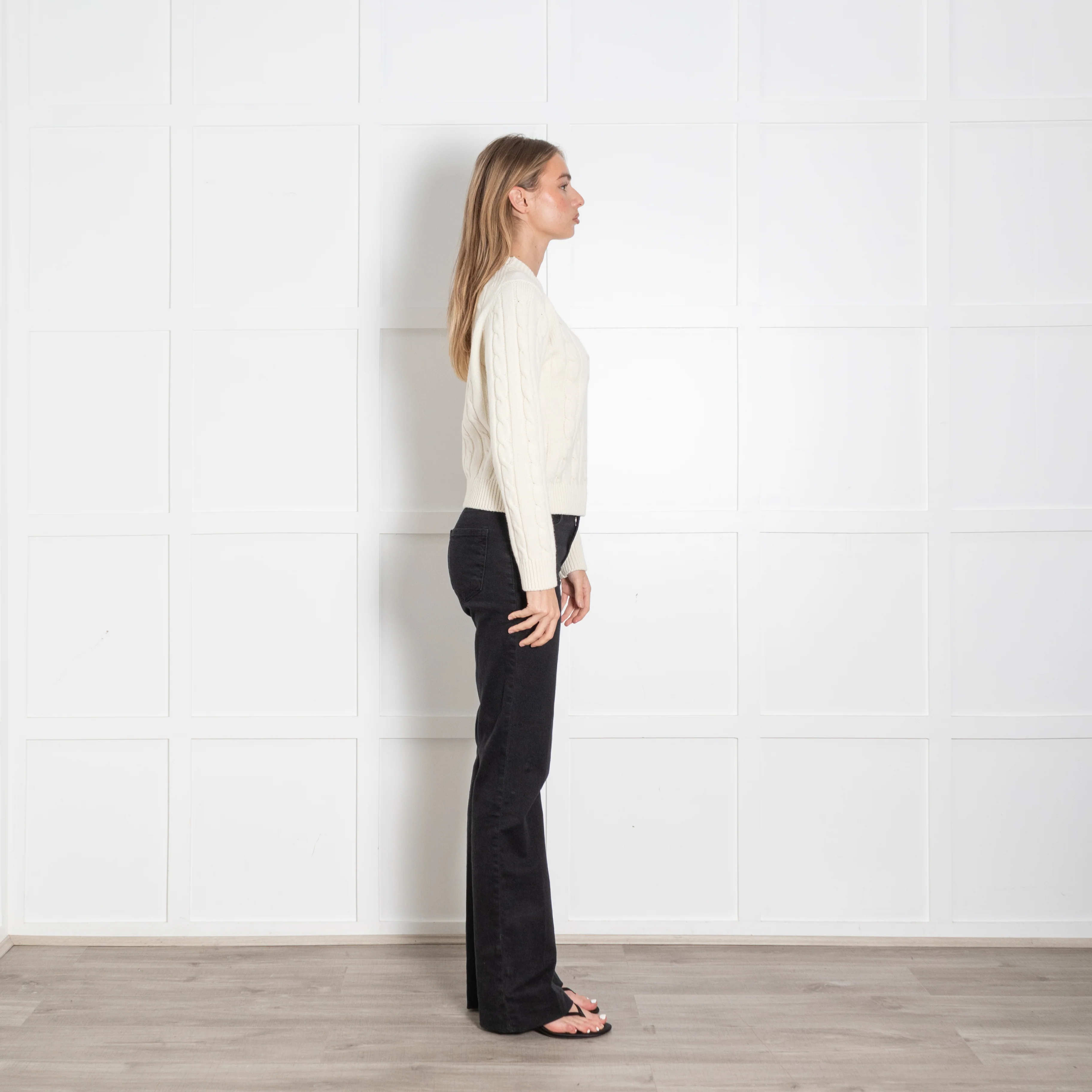 &Daughter Round Neck Cream Cable Knit Jumper - Image 6