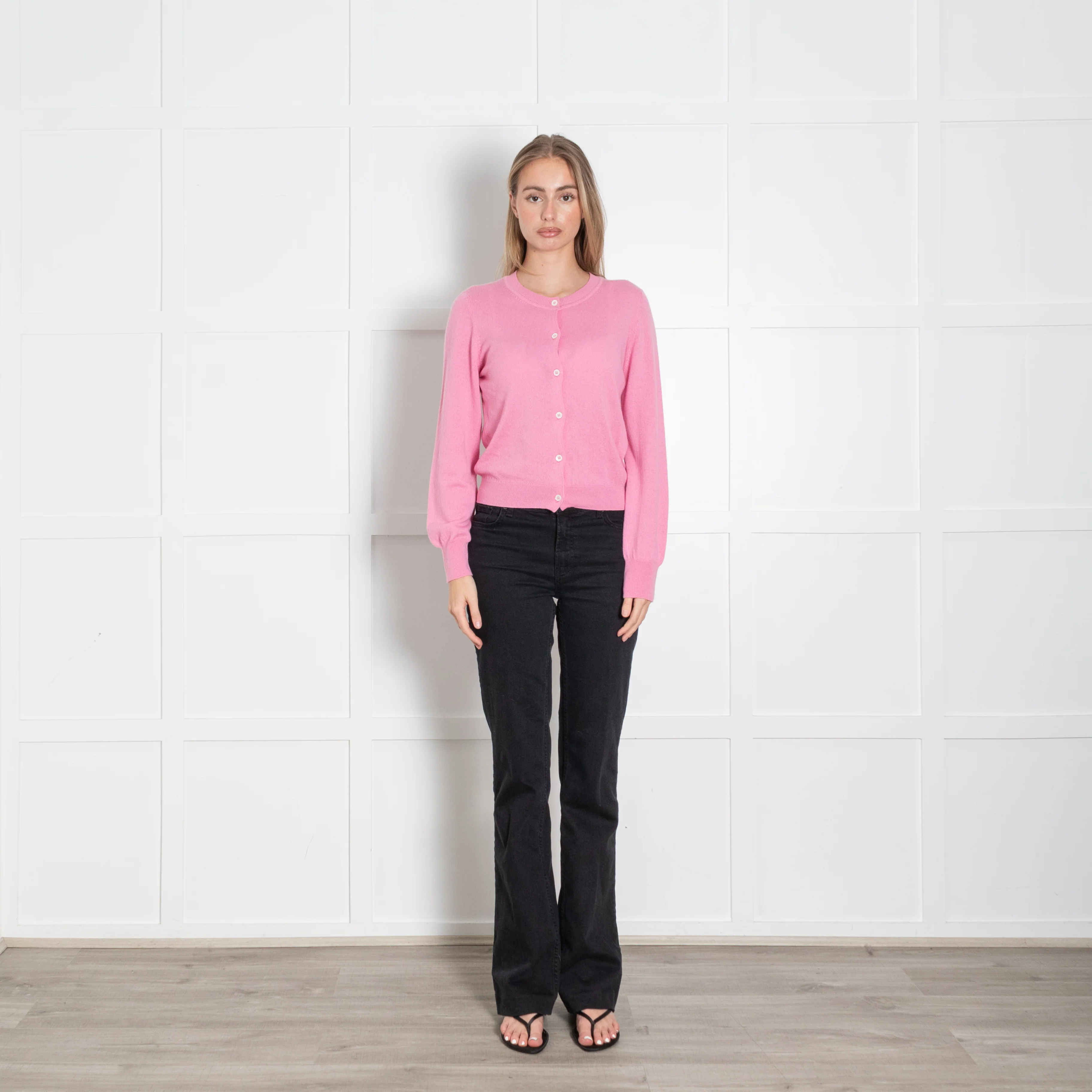 &Daughter Bubble Gum Pink Wool Cardigan
