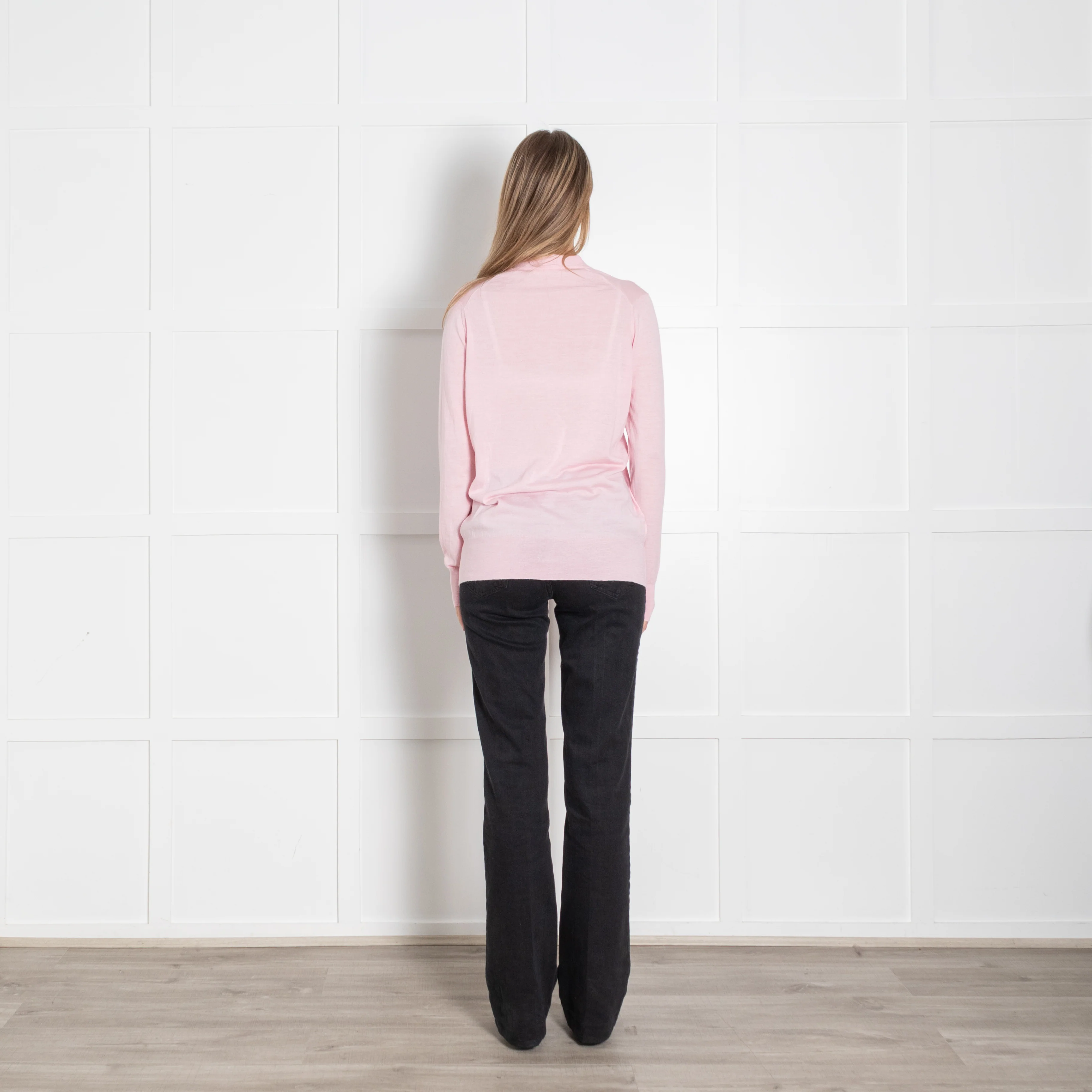 &Daughter Pale Pink Fine Knit Wool Cardigan - Image 5