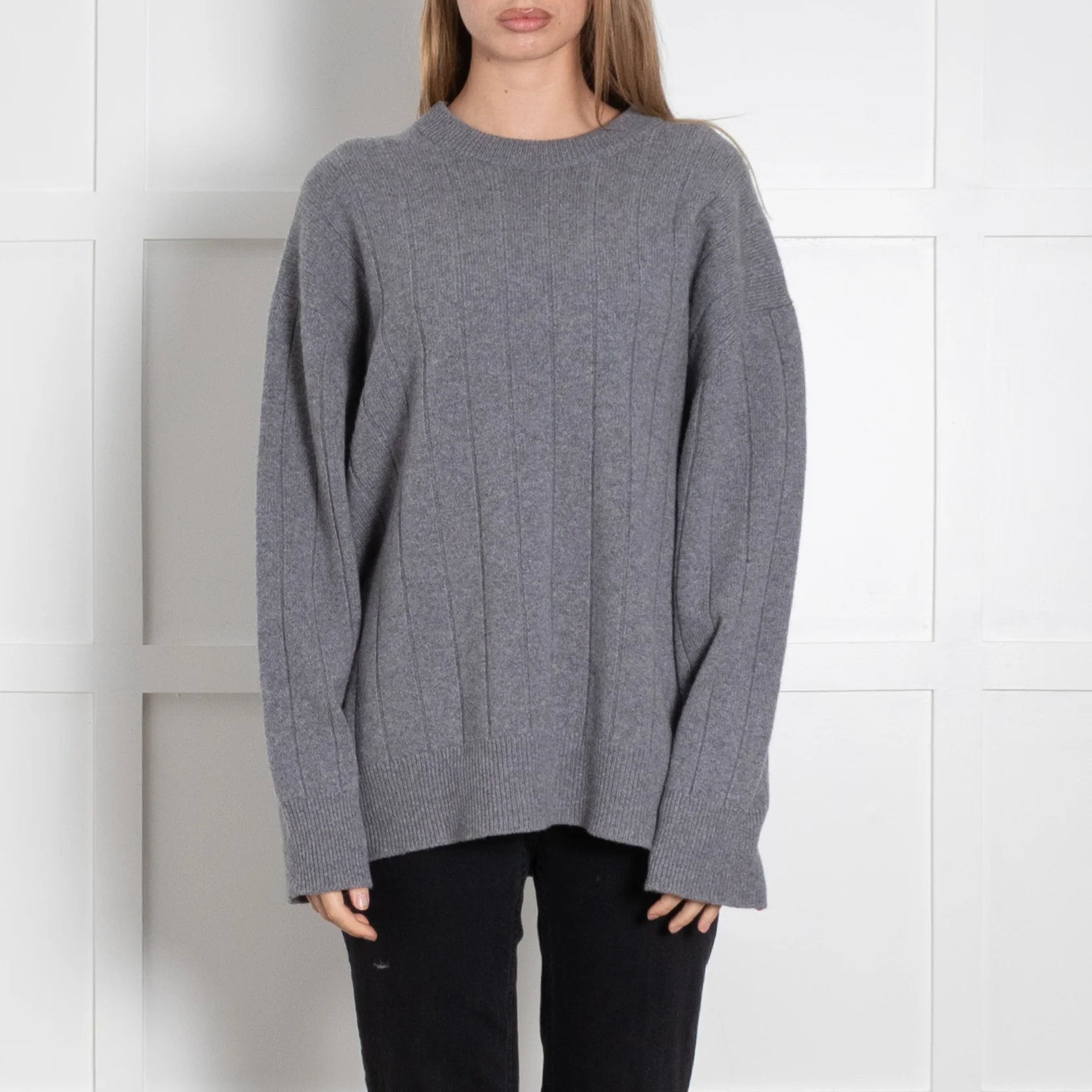 &Daughter Dark Grey Jumbo Rib Wool Jumper - Image 2