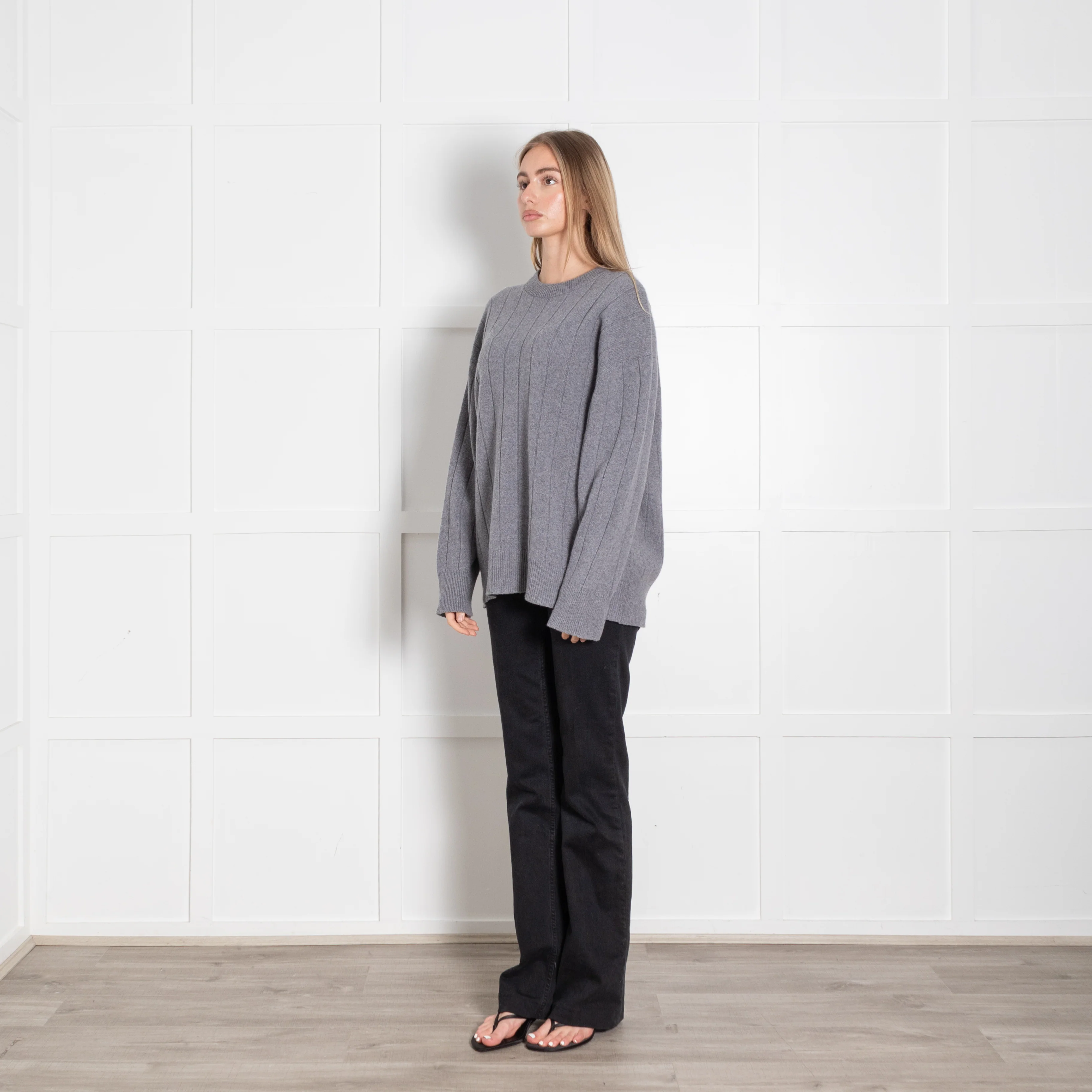 &Daughter Dark Grey Jumbo Rib Wool Jumper - Image 3