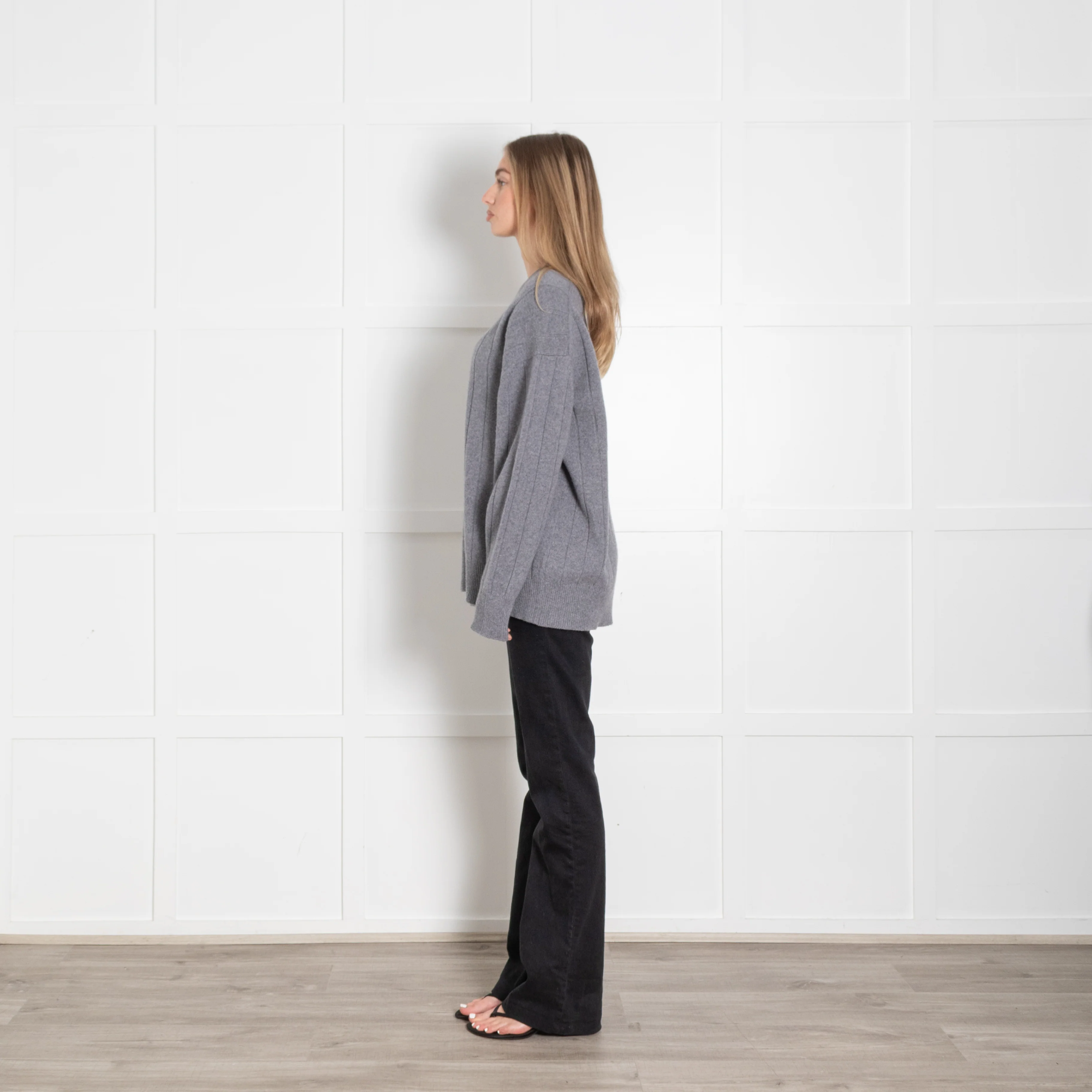 &Daughter Dark Grey Jumbo Rib Wool Jumper - Image 4