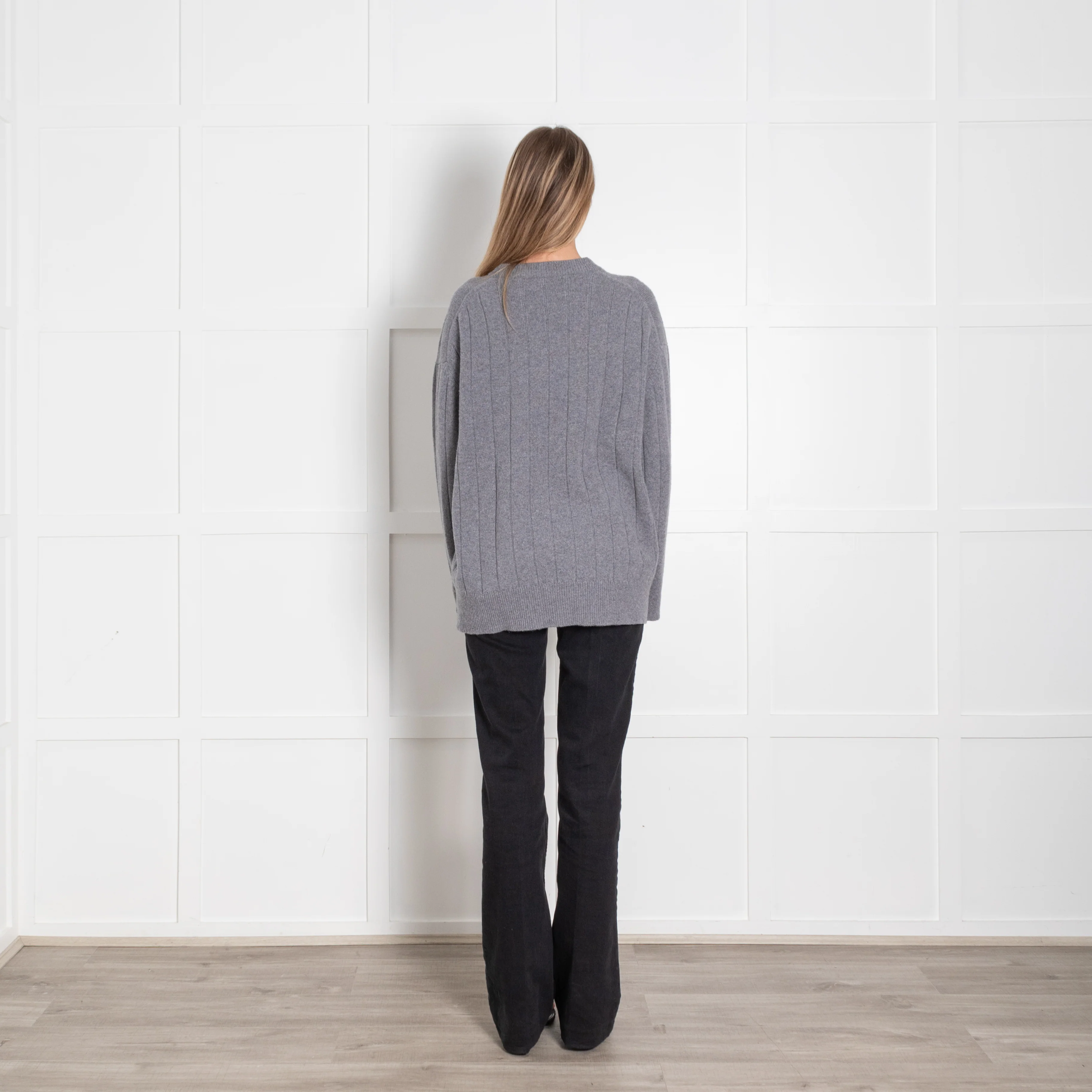&Daughter Dark Grey Jumbo Rib Wool Jumper - Image 5
