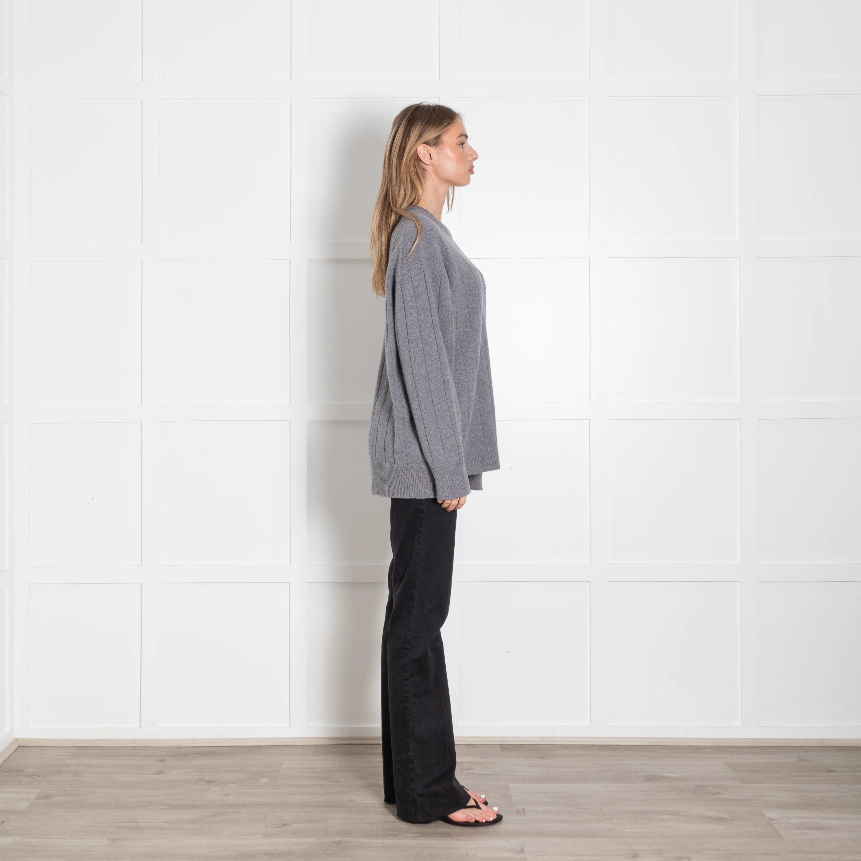 &Daughter Dark Grey Jumbo Rib Wool Jumper - Image 6