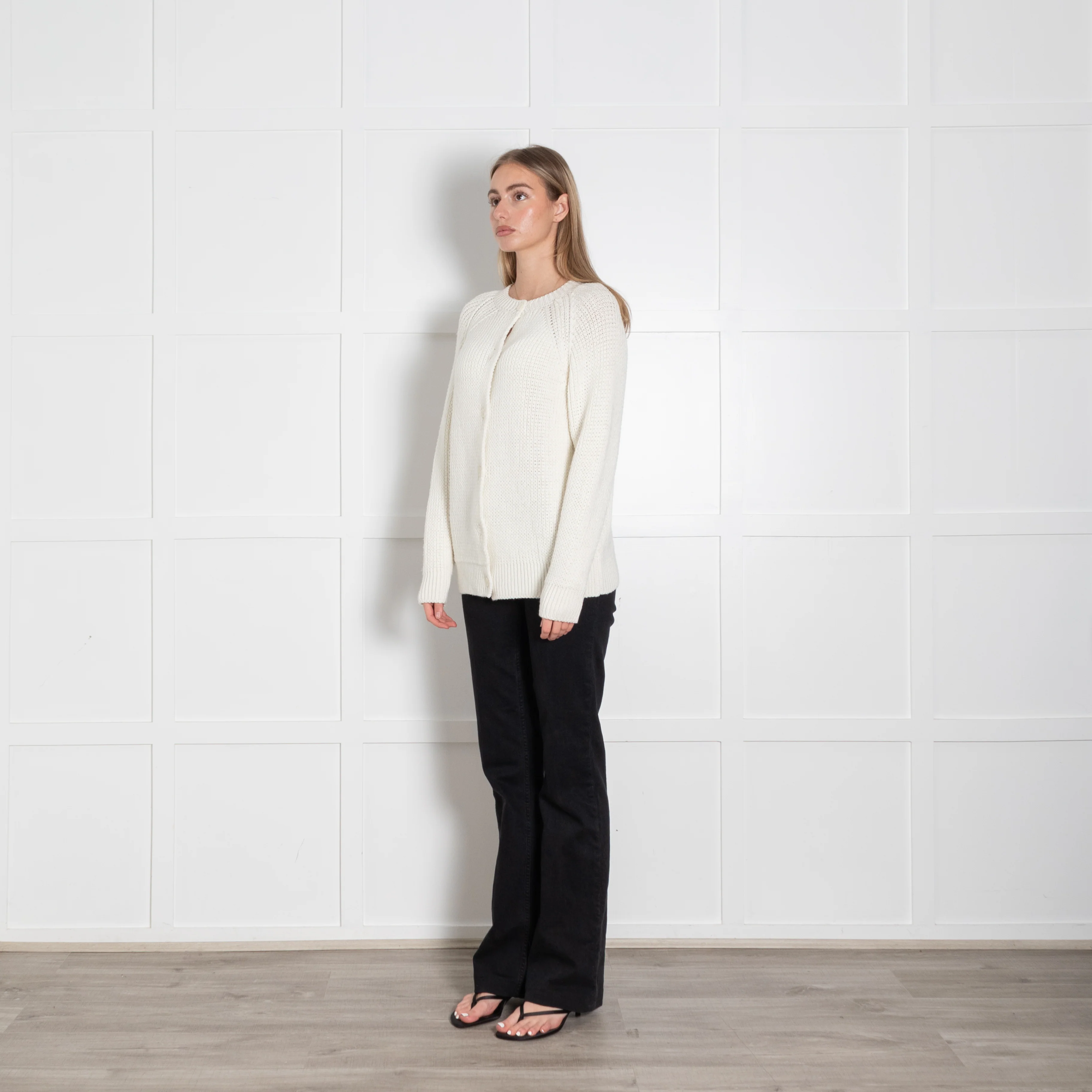 &Daughter White Wool Open Weave Cardigan - Image 3