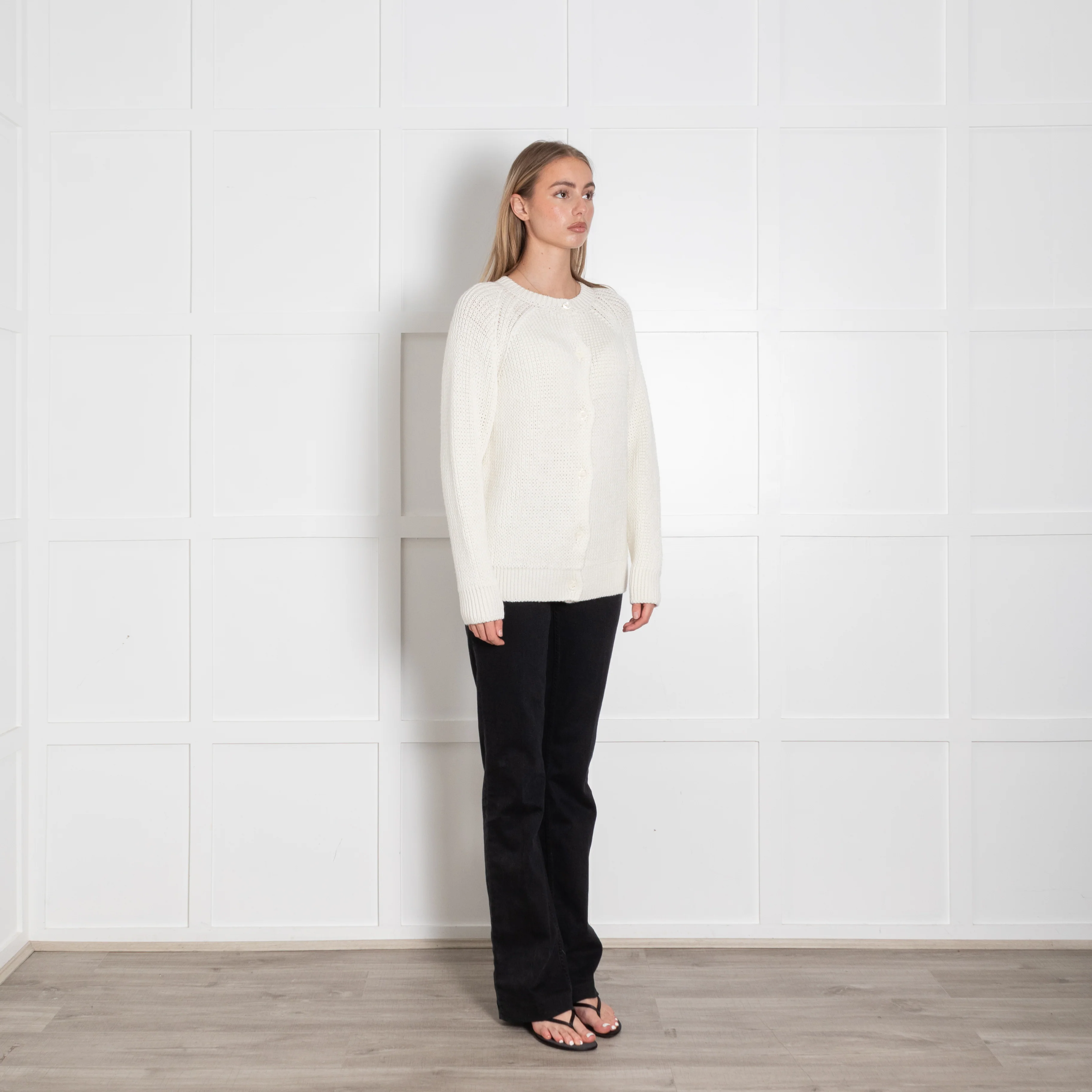 &Daughter White Wool Open Weave Cardigan - Image 7