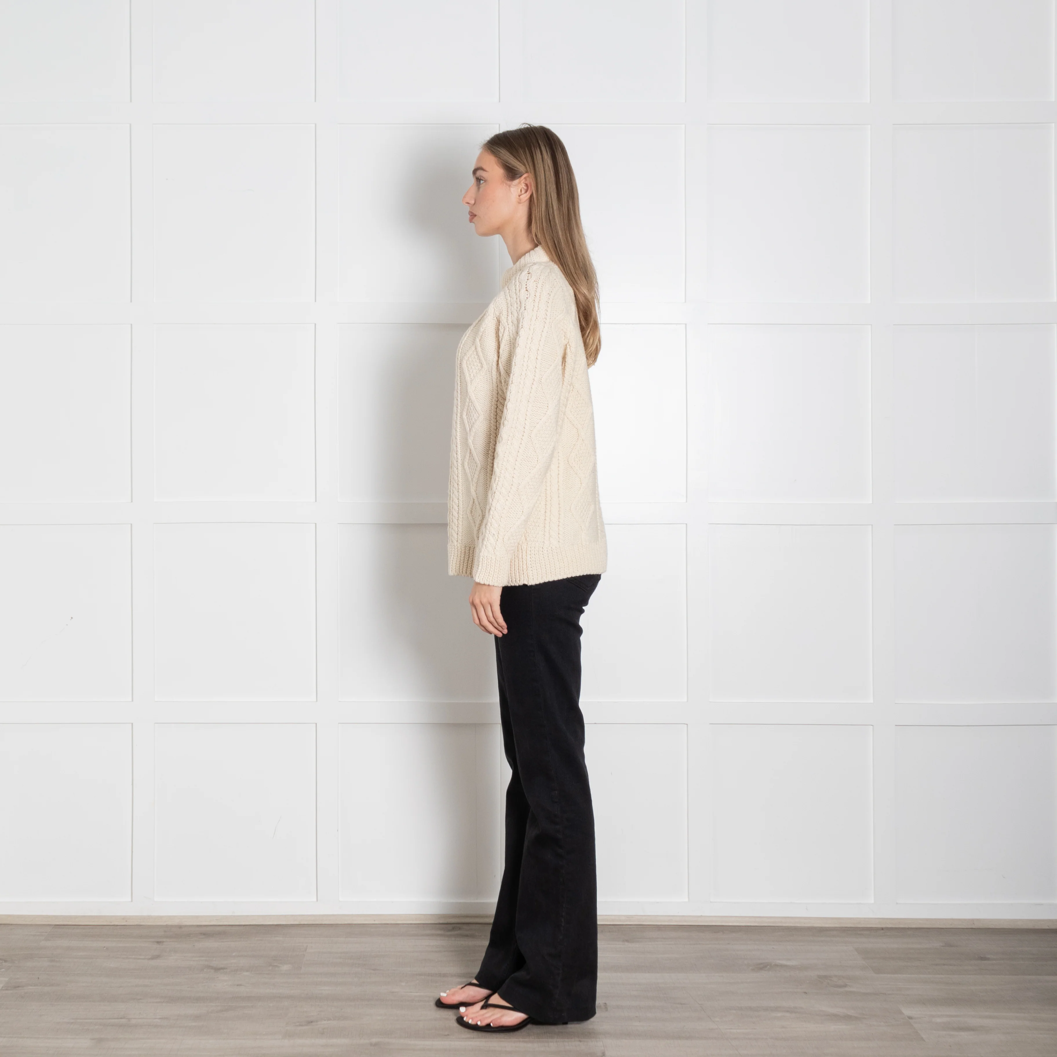 &Daughter Cream Aran Chunky Knit Crewneck - Image 4