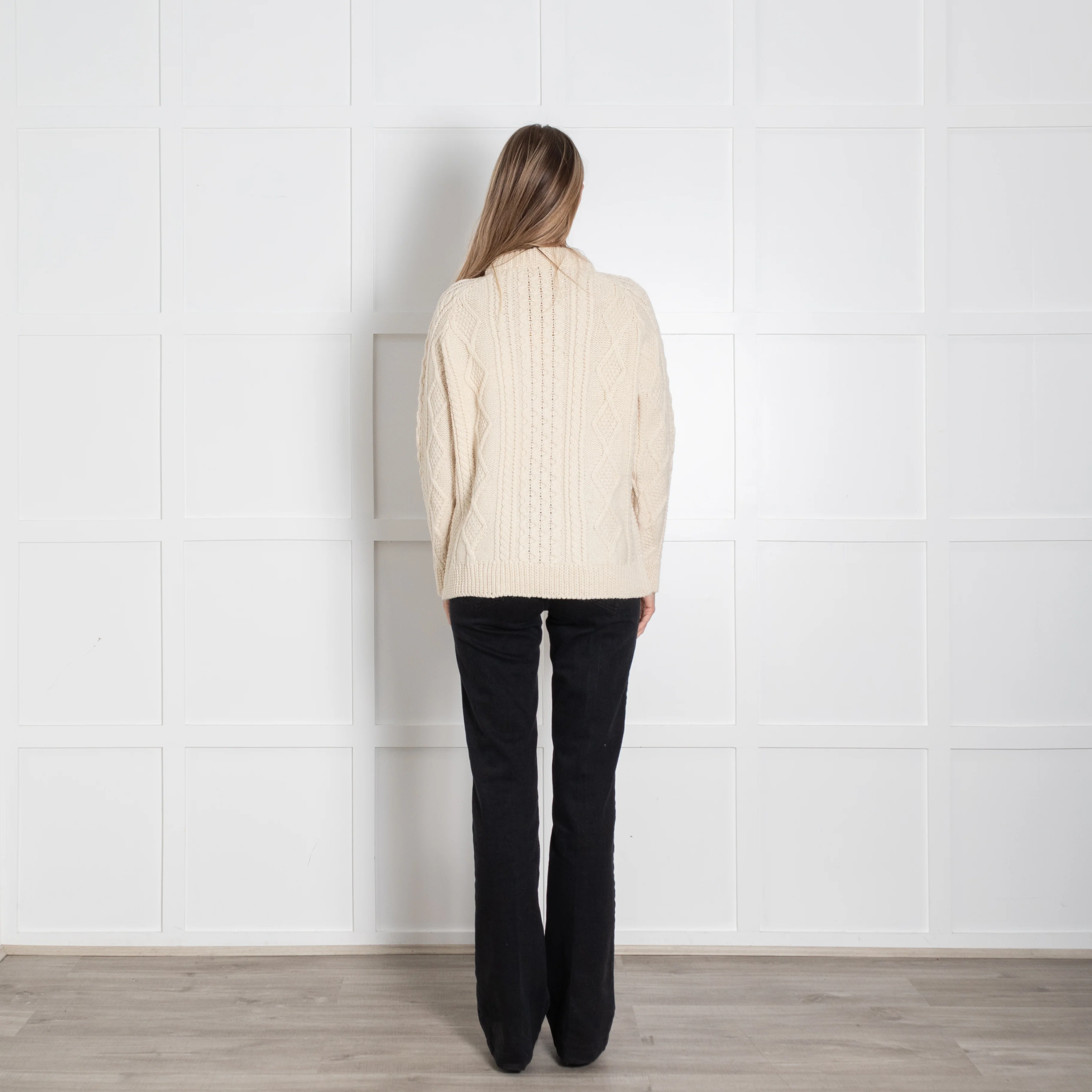 &Daughter Cream Aran Chunky Knit Crewneck - Image 5