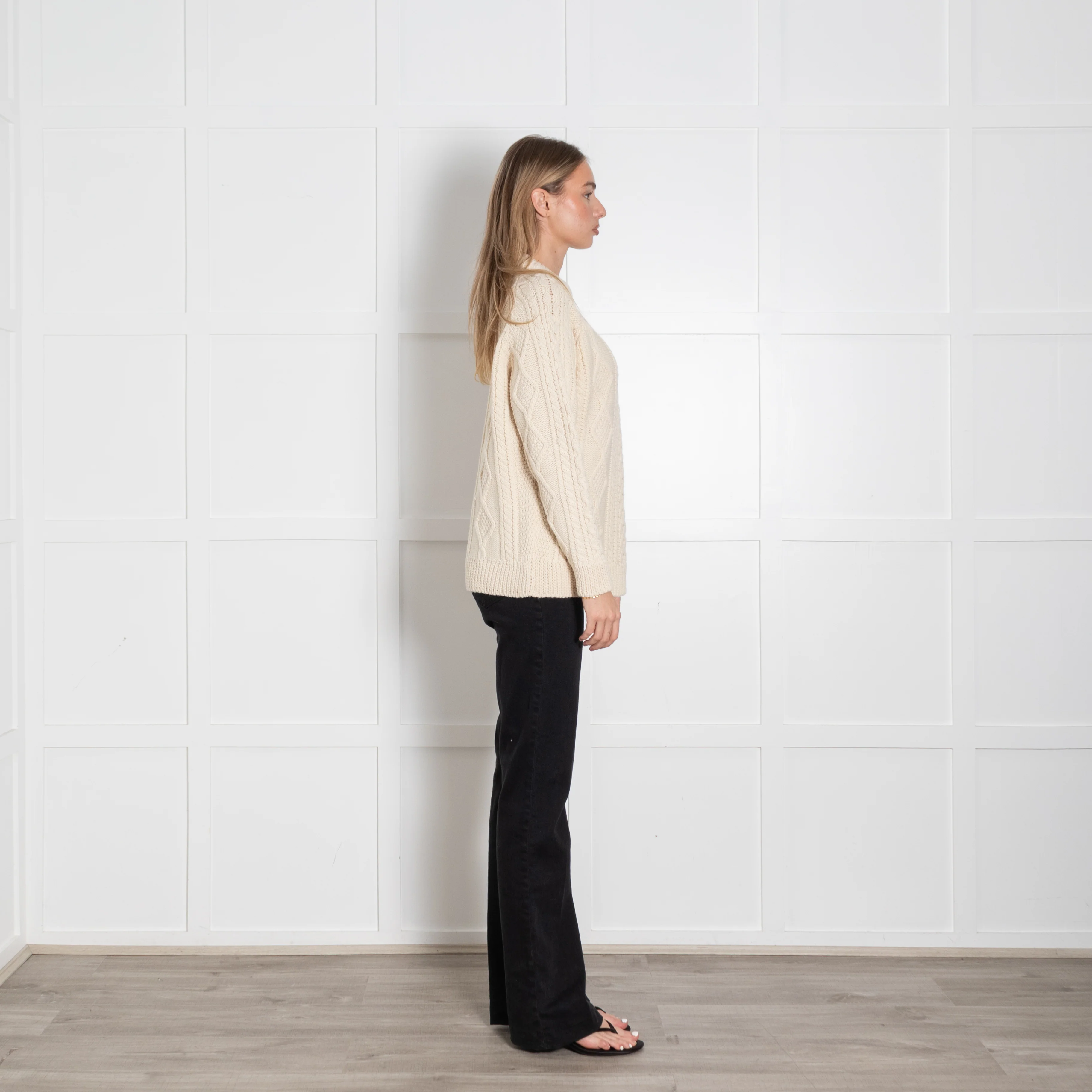 &Daughter Cream Aran Chunky Knit Crewneck - Image 6