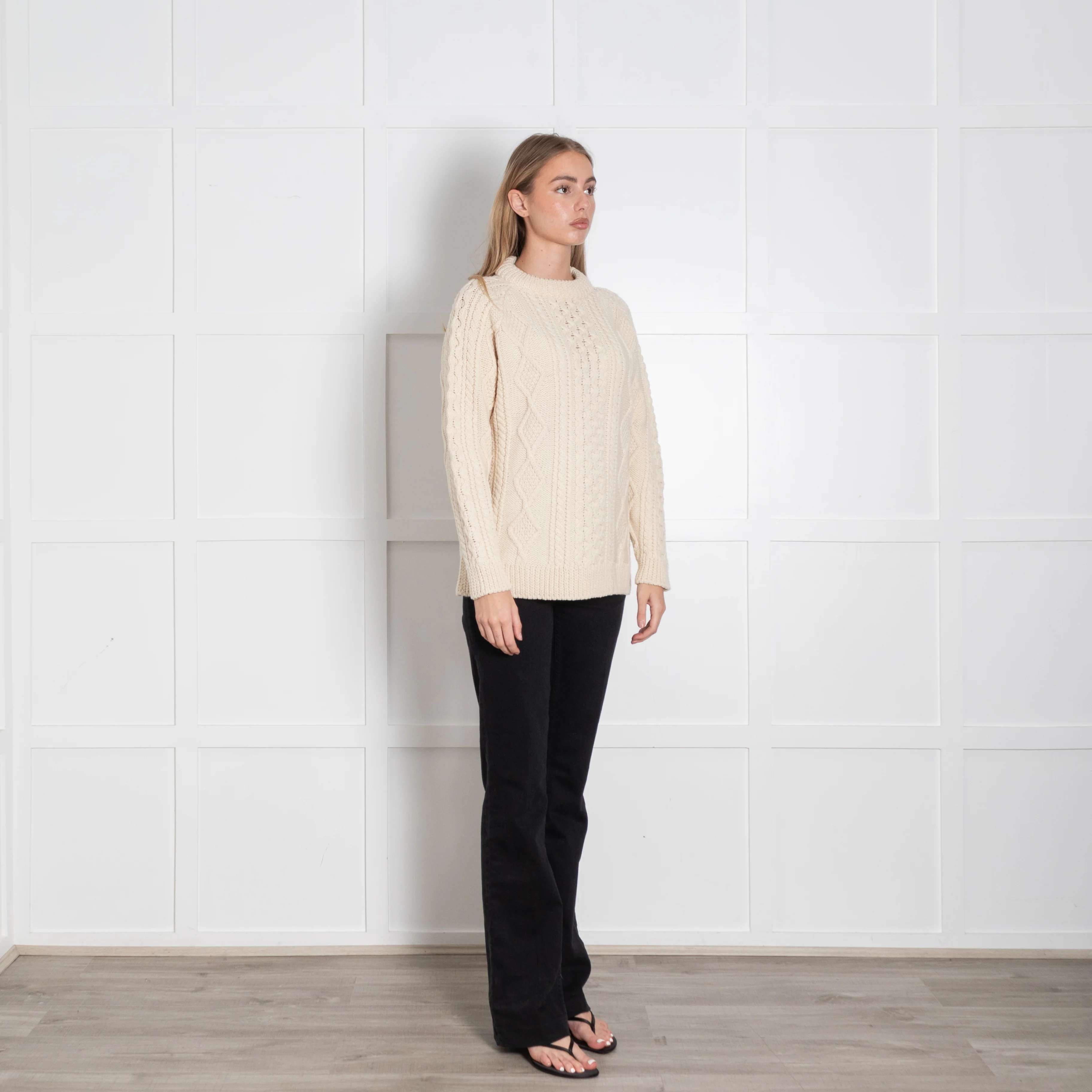 &Daughter Cream Aran Chunky Knit Crewneck - Image 7