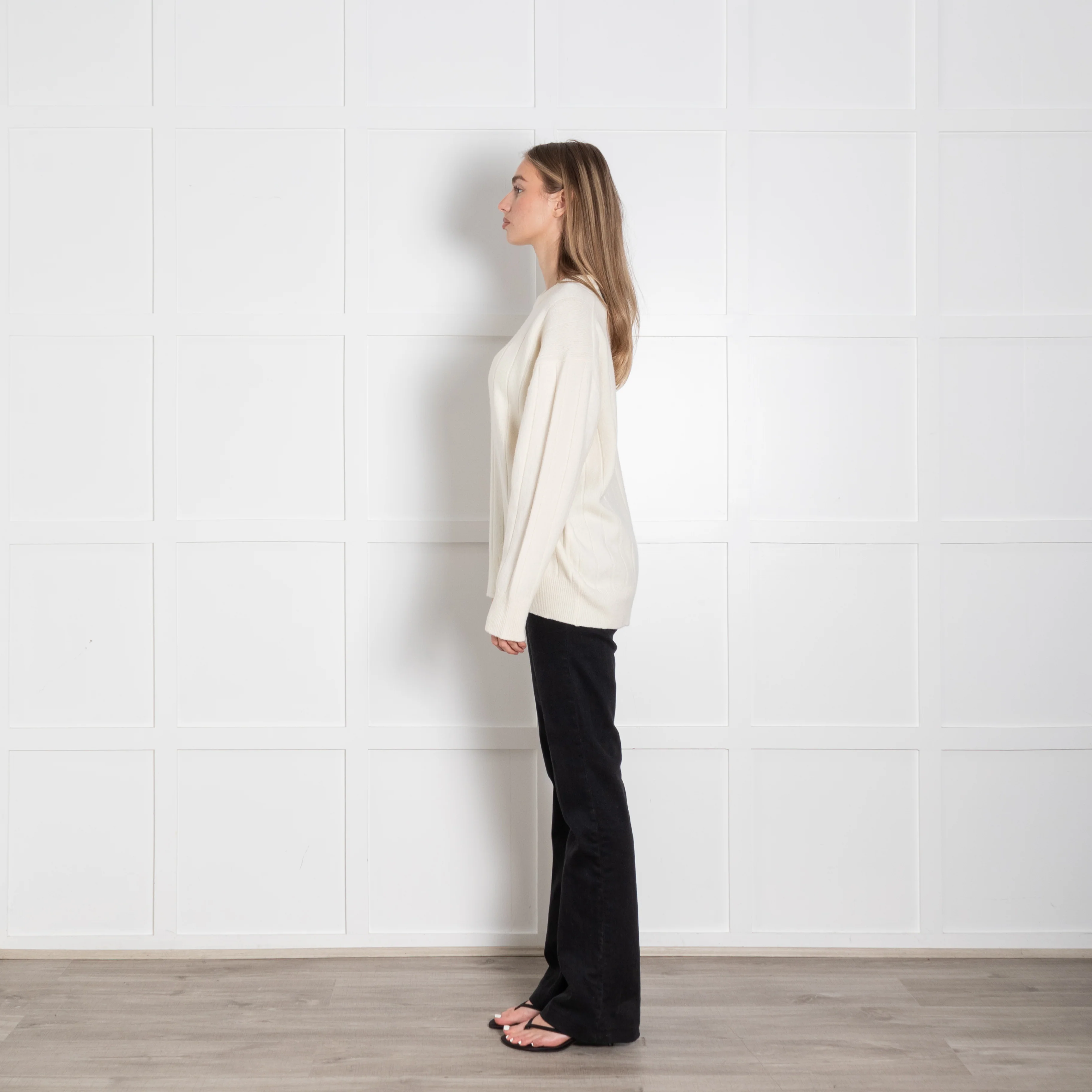 &Daughter Cream Jumbo Rib Round Neck Jumper - Image 4