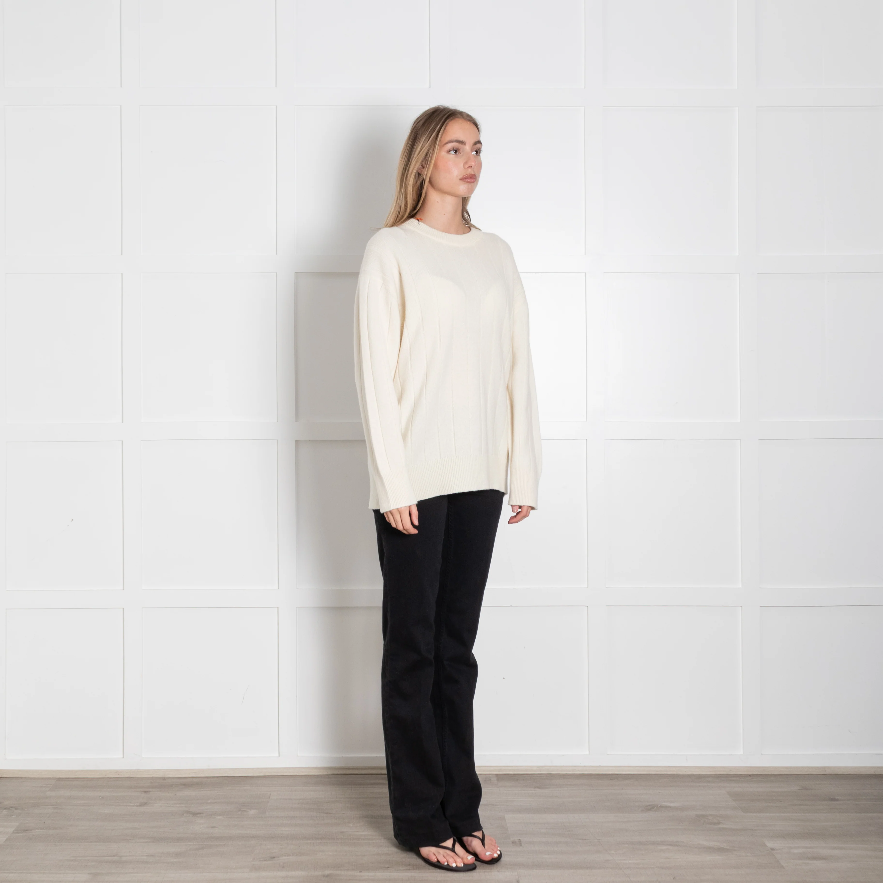 &Daughter Cream Jumbo Rib Round Neck Jumper - Image 7