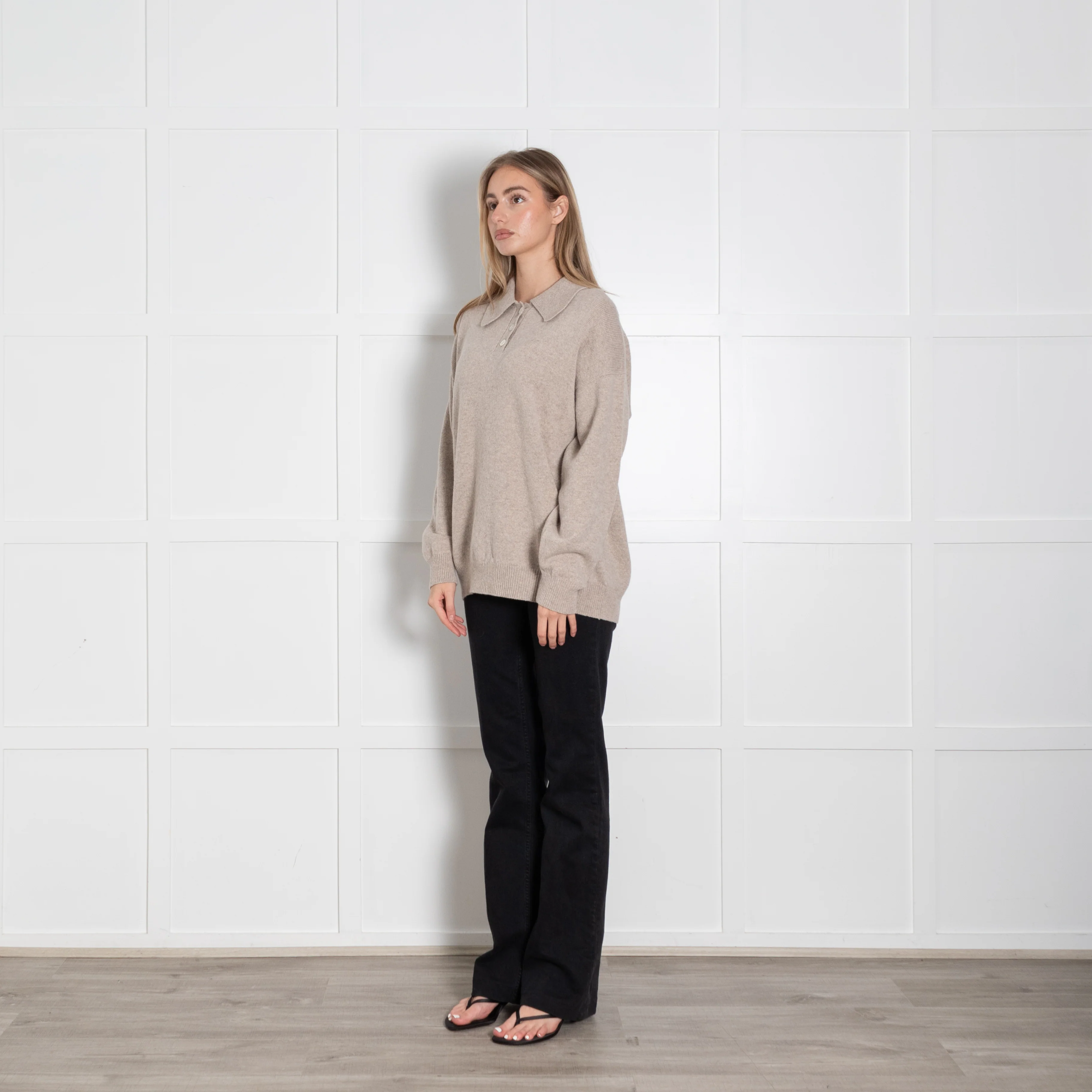 &Daughter Oatmeal Collared Wool Jumper - Image 3