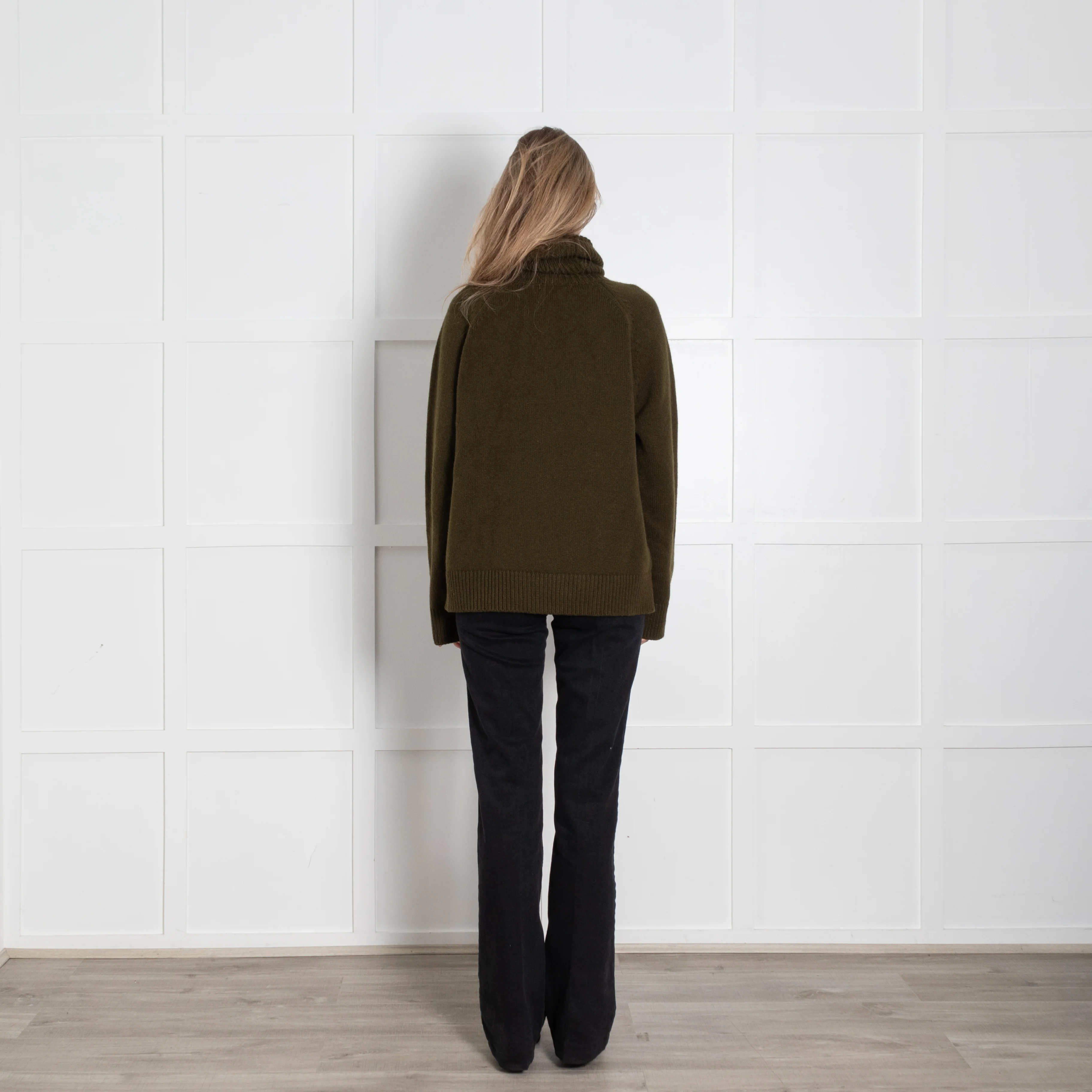 &Daughter Khaki Chunky Knit Polo Neck - Image 5