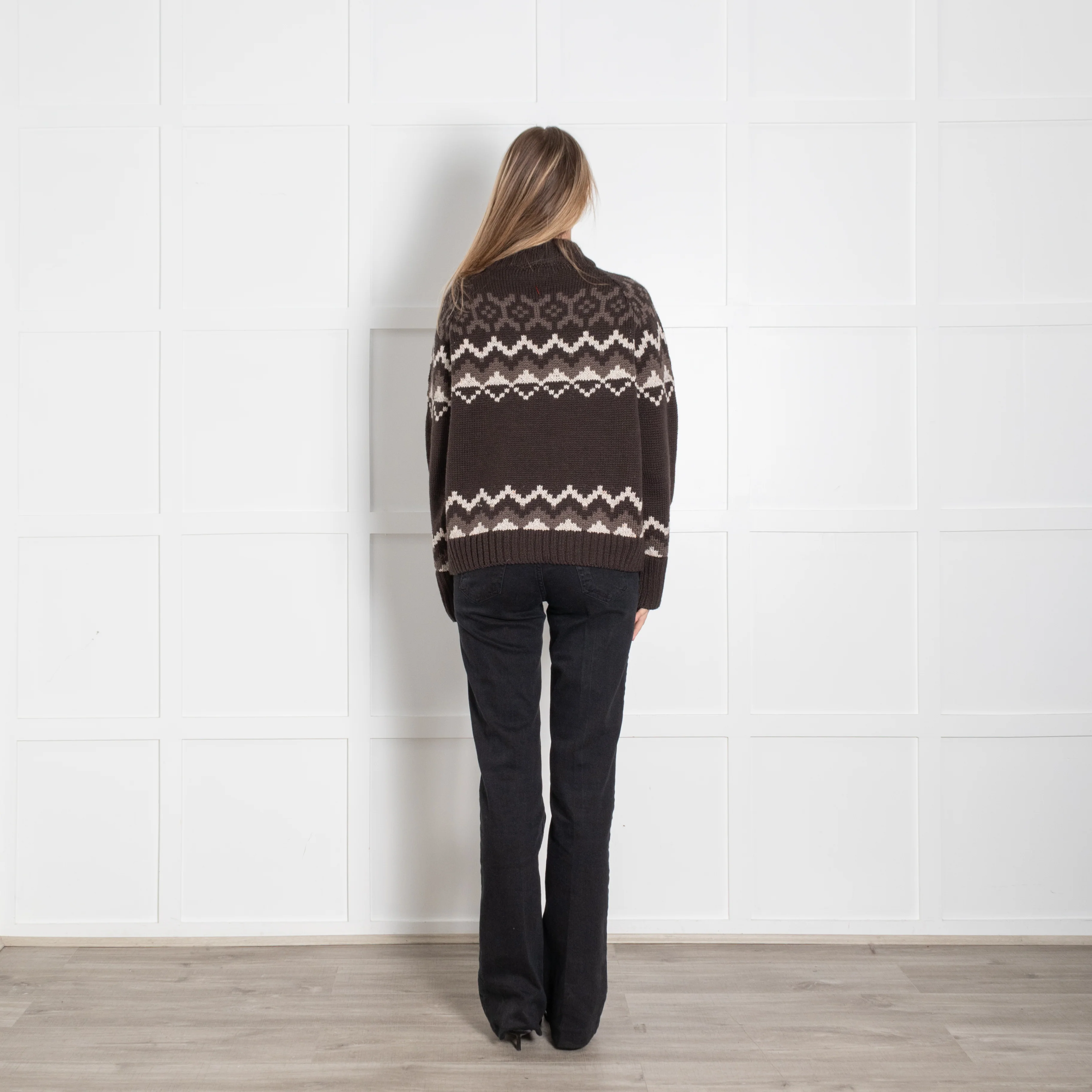 &Daughter Brown Wool Fairisle Jumper - Image 5
