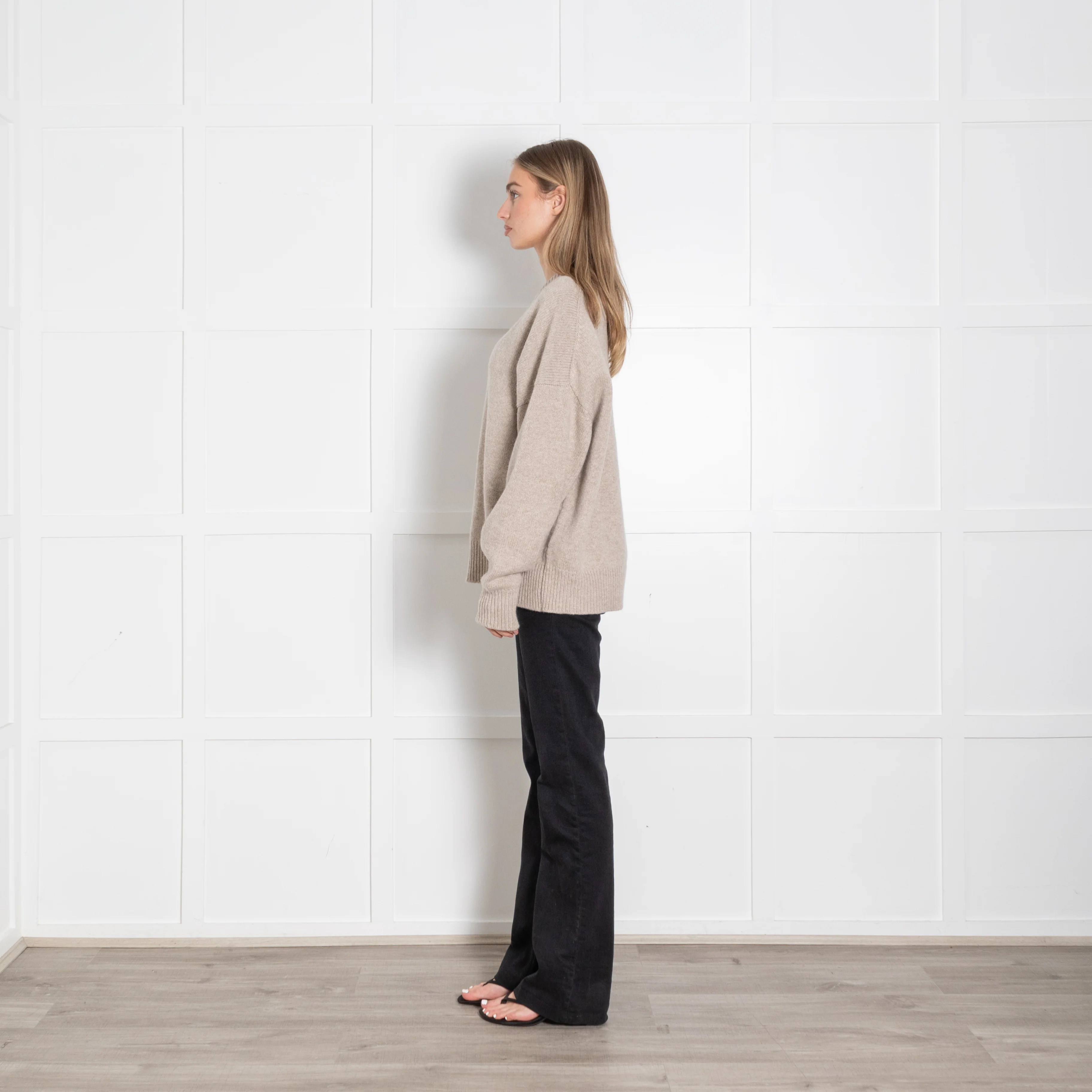 &Daughter Oatmeal V Neck Wool Jumper - Image 4