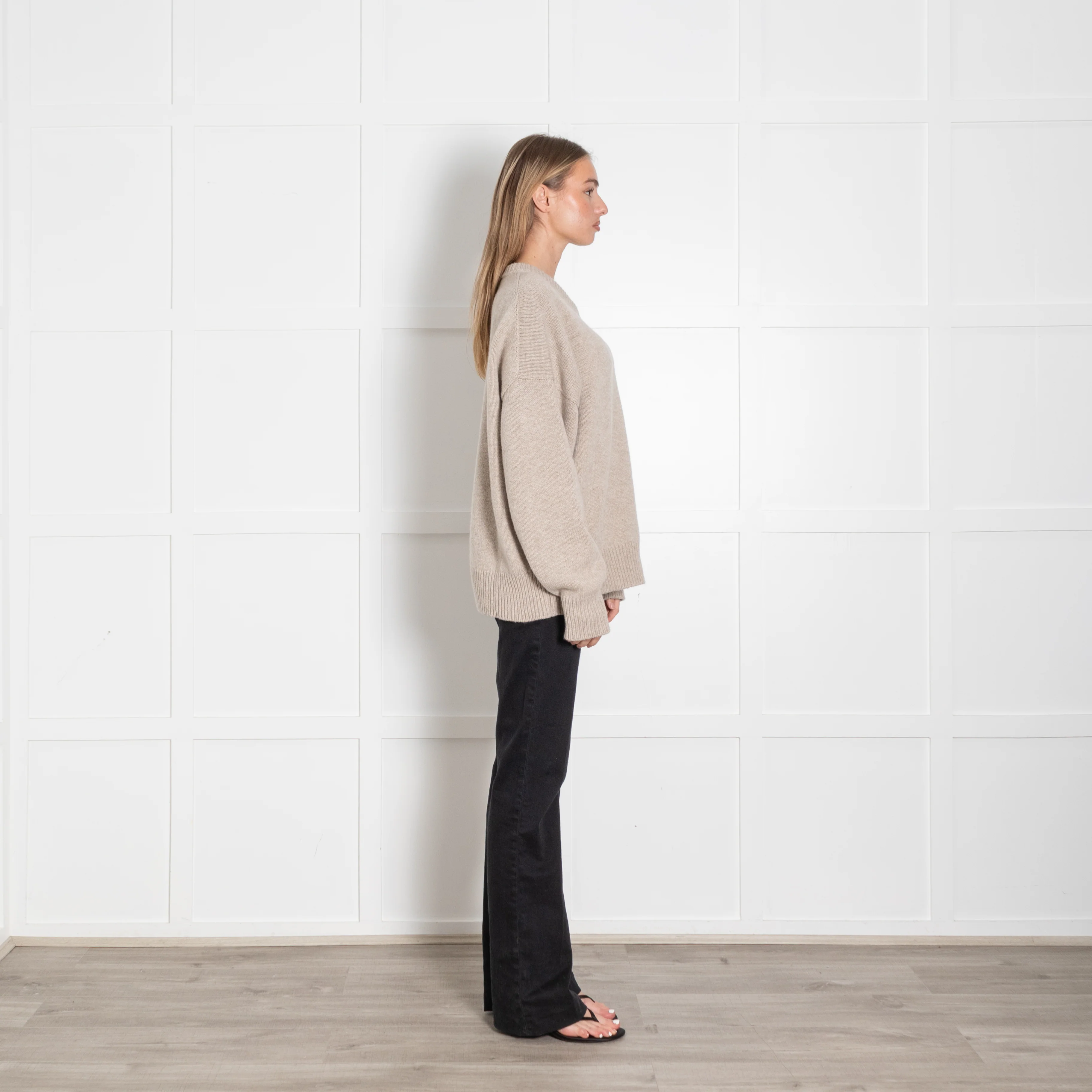 &Daughter Oatmeal V Neck Wool Jumper - Image 6