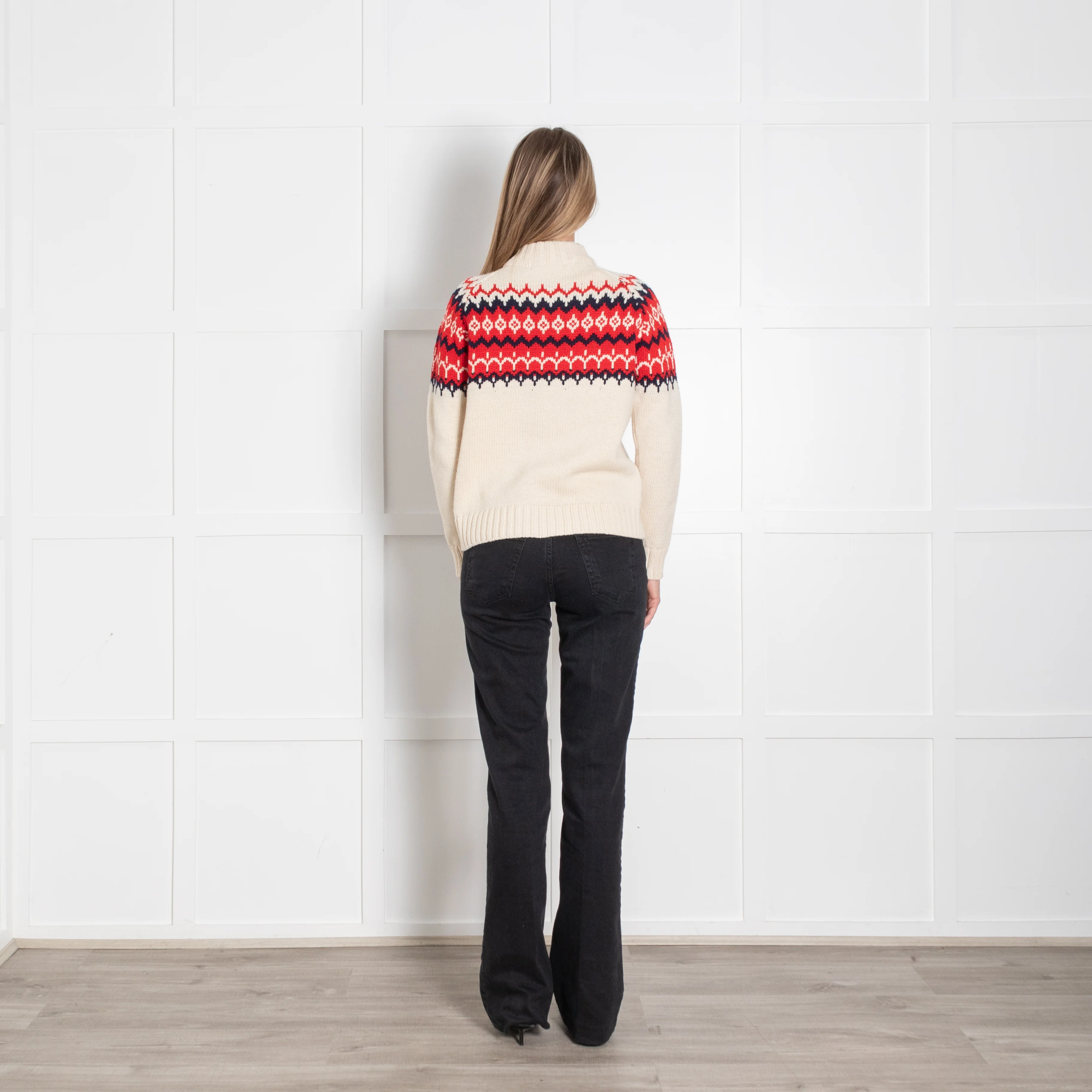 &Daughter Cream, Red & Blue Fairisle Wool Jumper - Image 5
