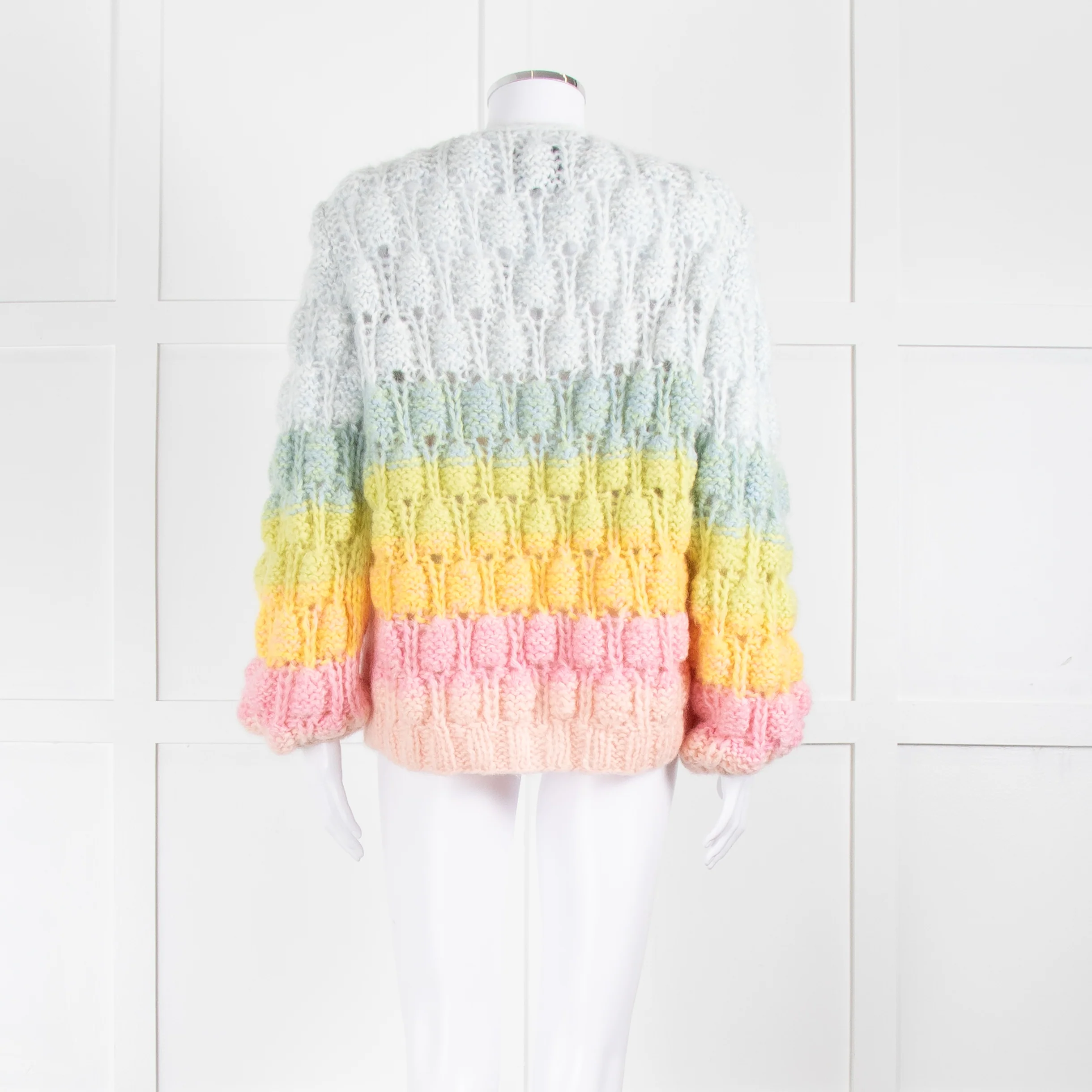Dawn x Dare Blue Yellow Pink Rainbow Mohair Blend Cardigan - Image 5
