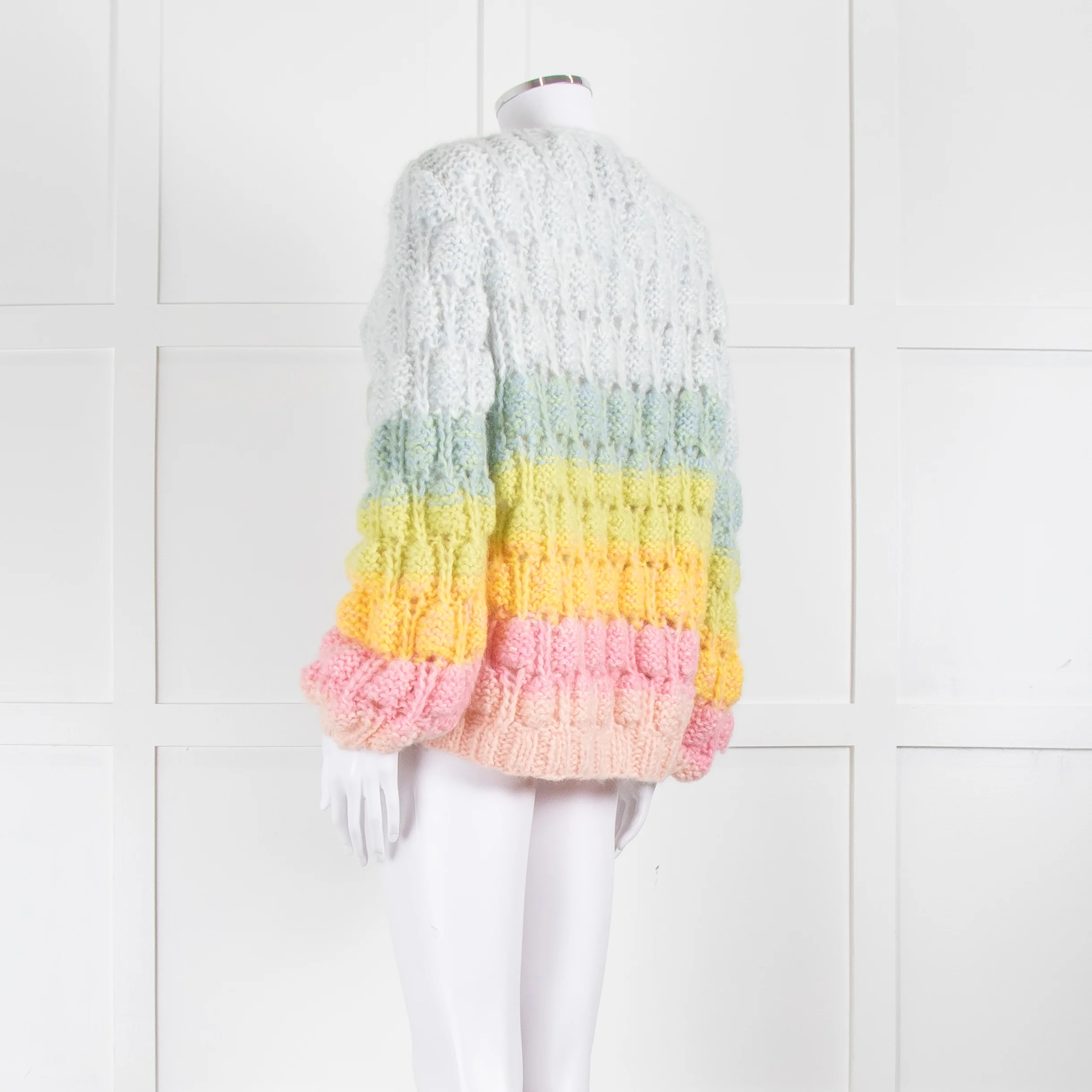 Dawn x Dare Blue Yellow Pink Rainbow Mohair Blend Cardigan - Image 6