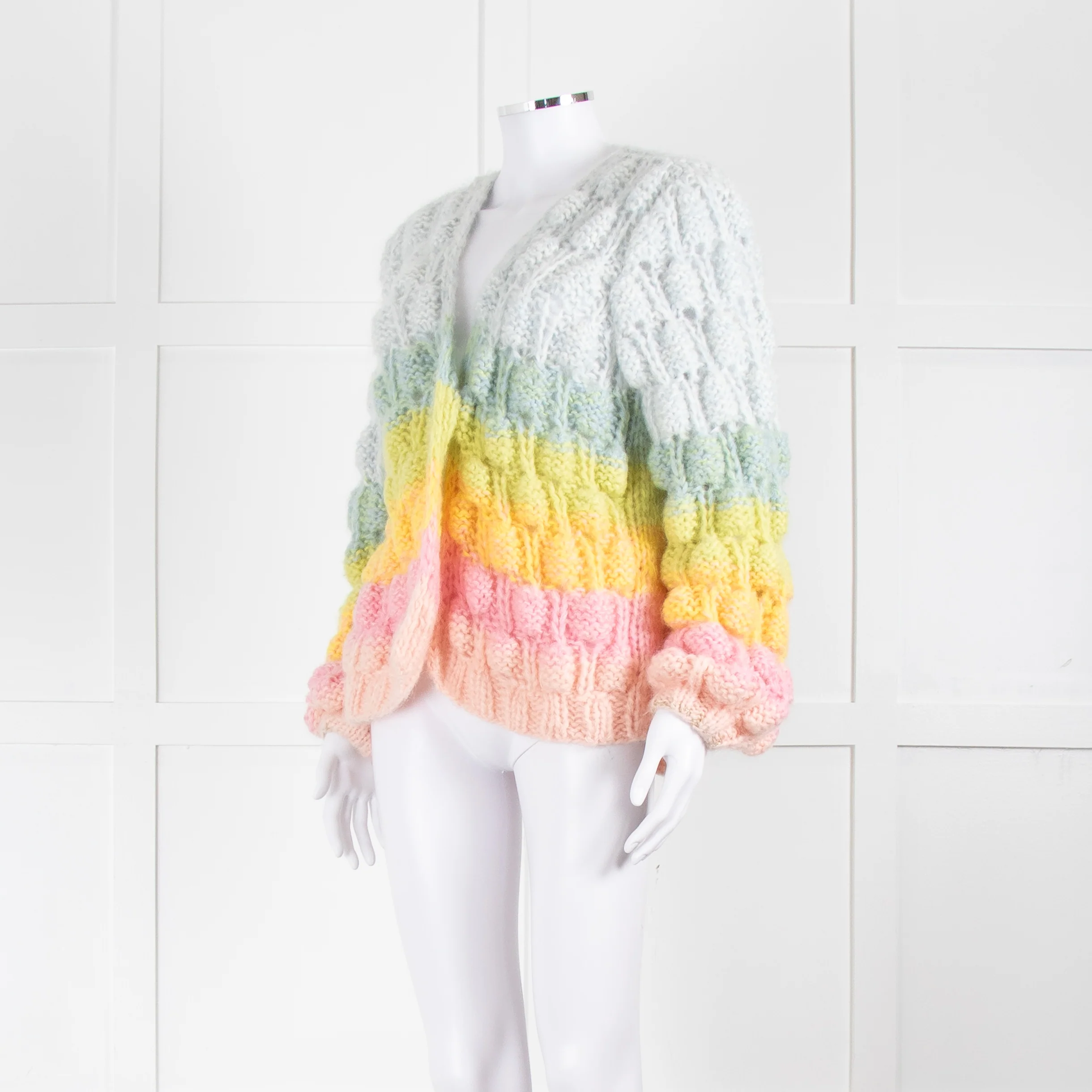 Dawn x Dare Blue Yellow Pink Rainbow Mohair Blend Cardigan - Image 8