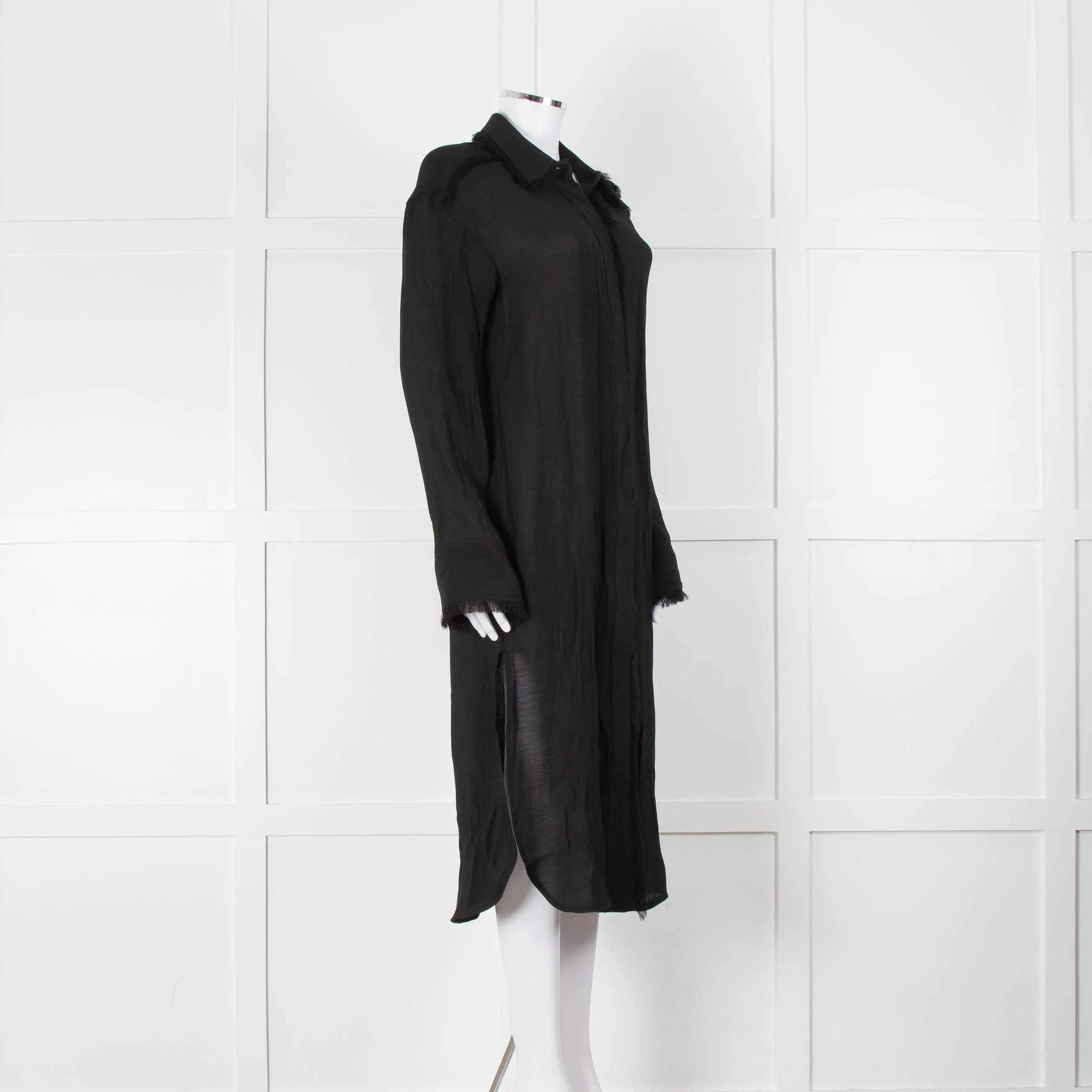 Day Birger et Mikkelson Black Fringed Hem Shirt Dress - Image 2