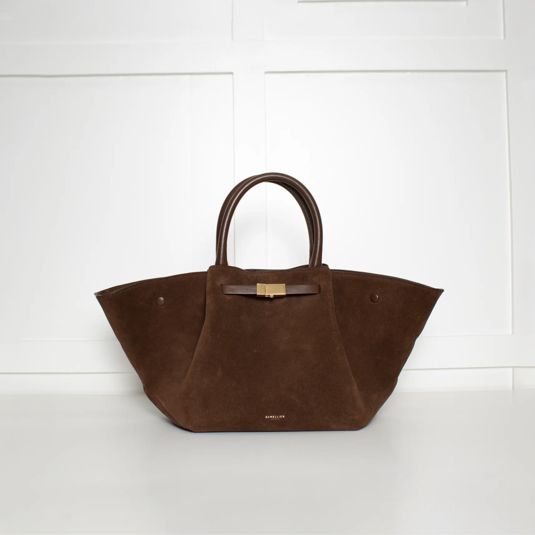De Mellier Dark Brown Suede Midi New York Tote