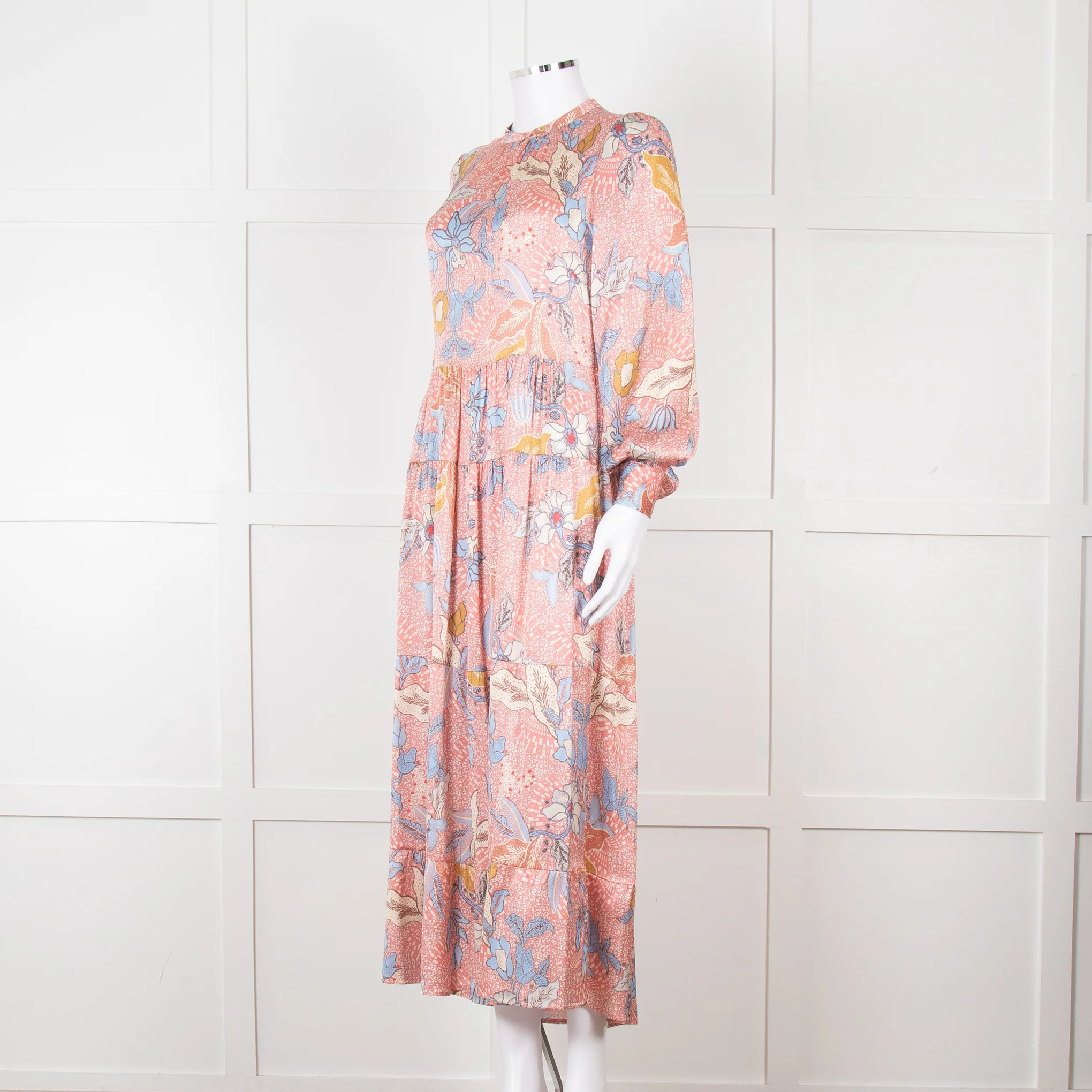 Dea Kudibal Blue and Pink Silk Tiered Maxi Dress - Image 2