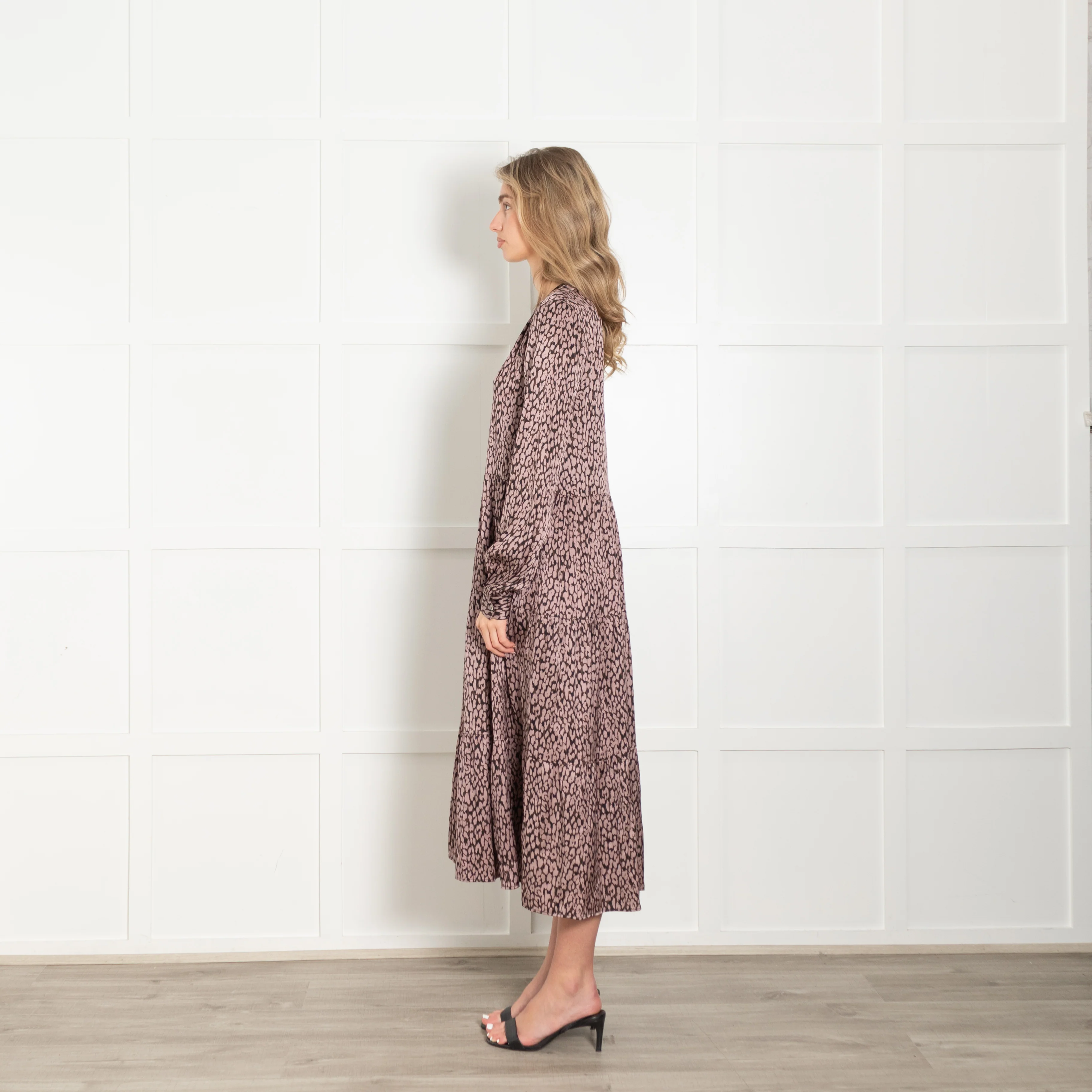 Dea Kudibal Brown And Pink Animal Print Tiered Silk Dress - Image 4