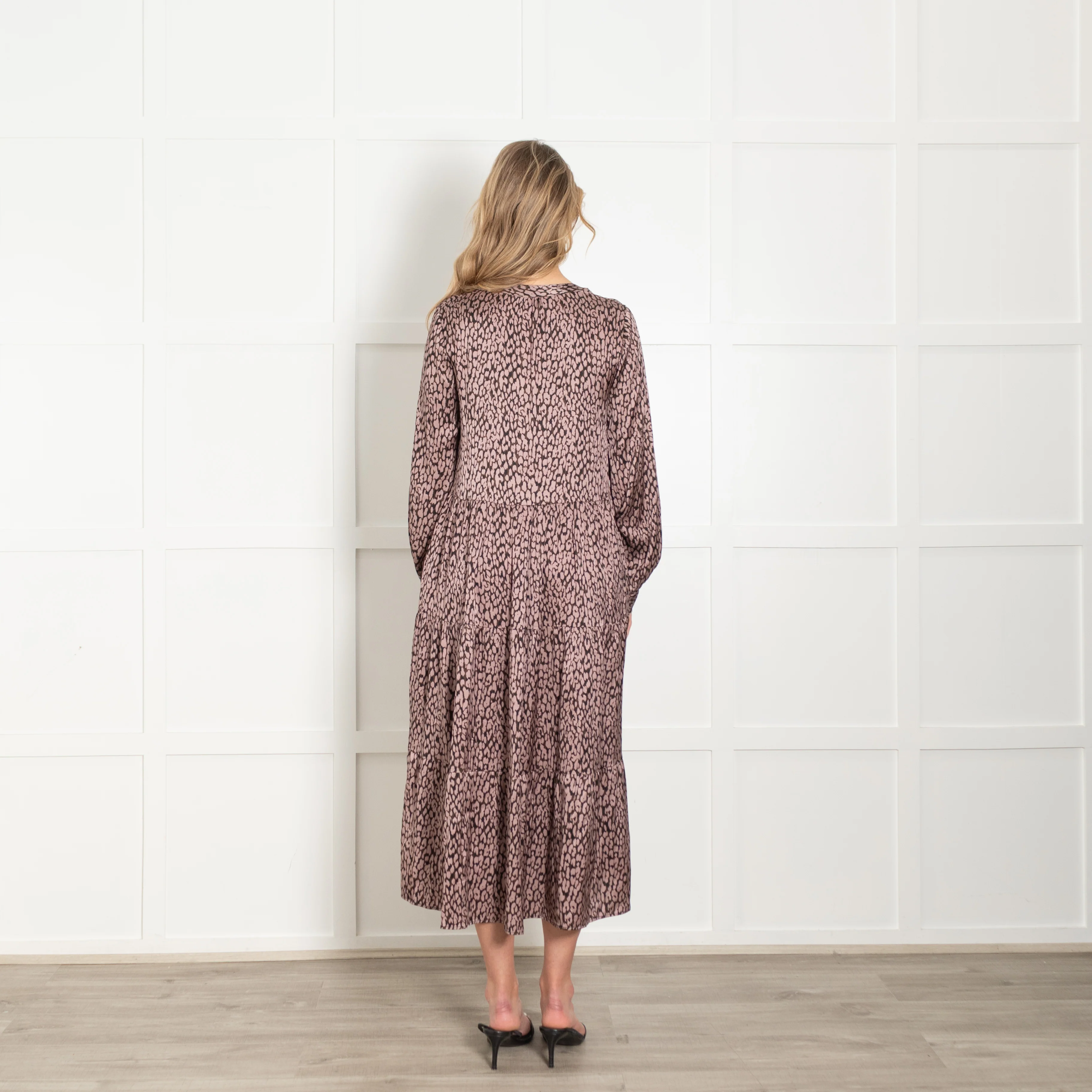 Dea Kudibal Brown And Pink Animal Print Tiered Silk Dress - Image 5