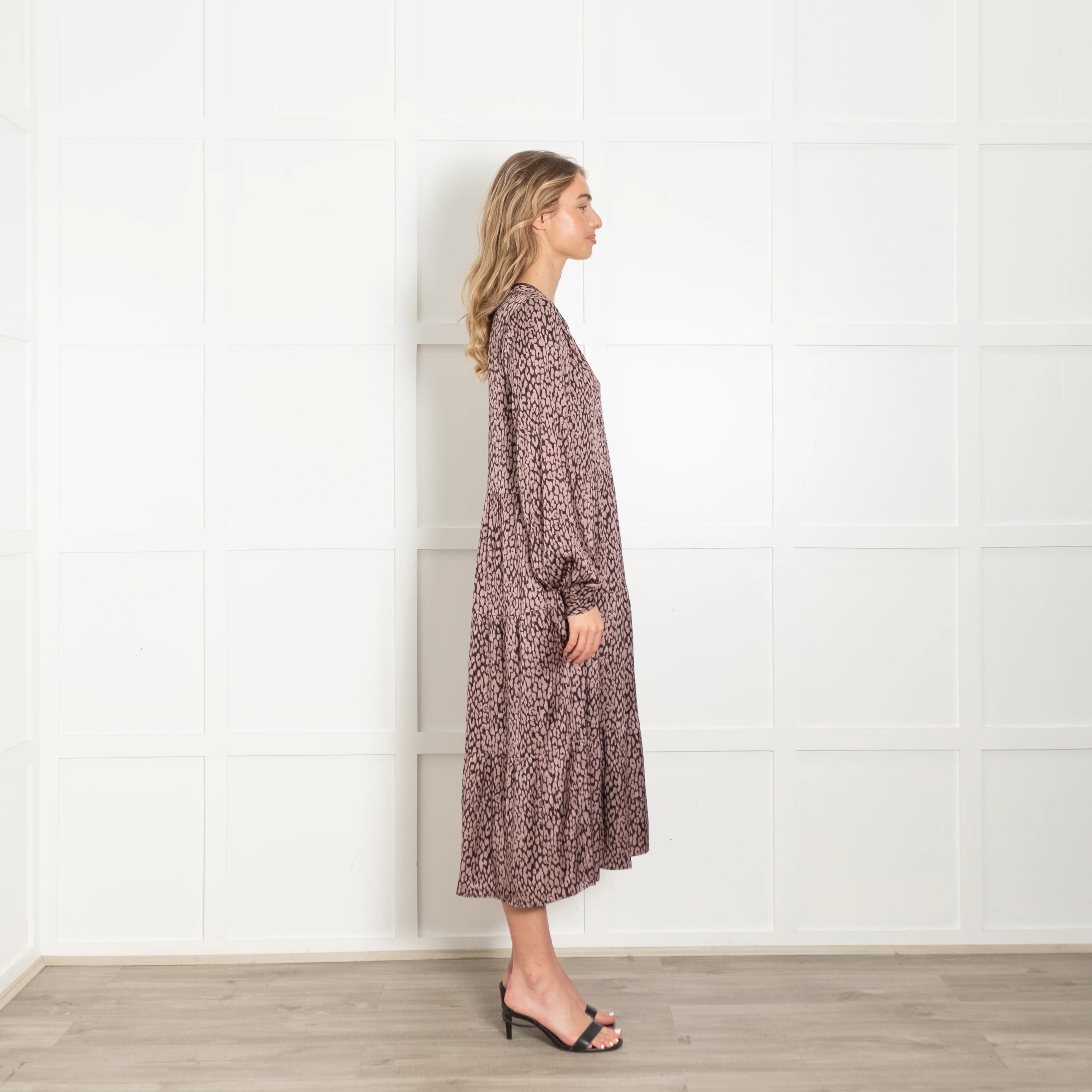 Dea Kudibal Brown And Pink Animal Print Tiered Silk Dress - Image 6