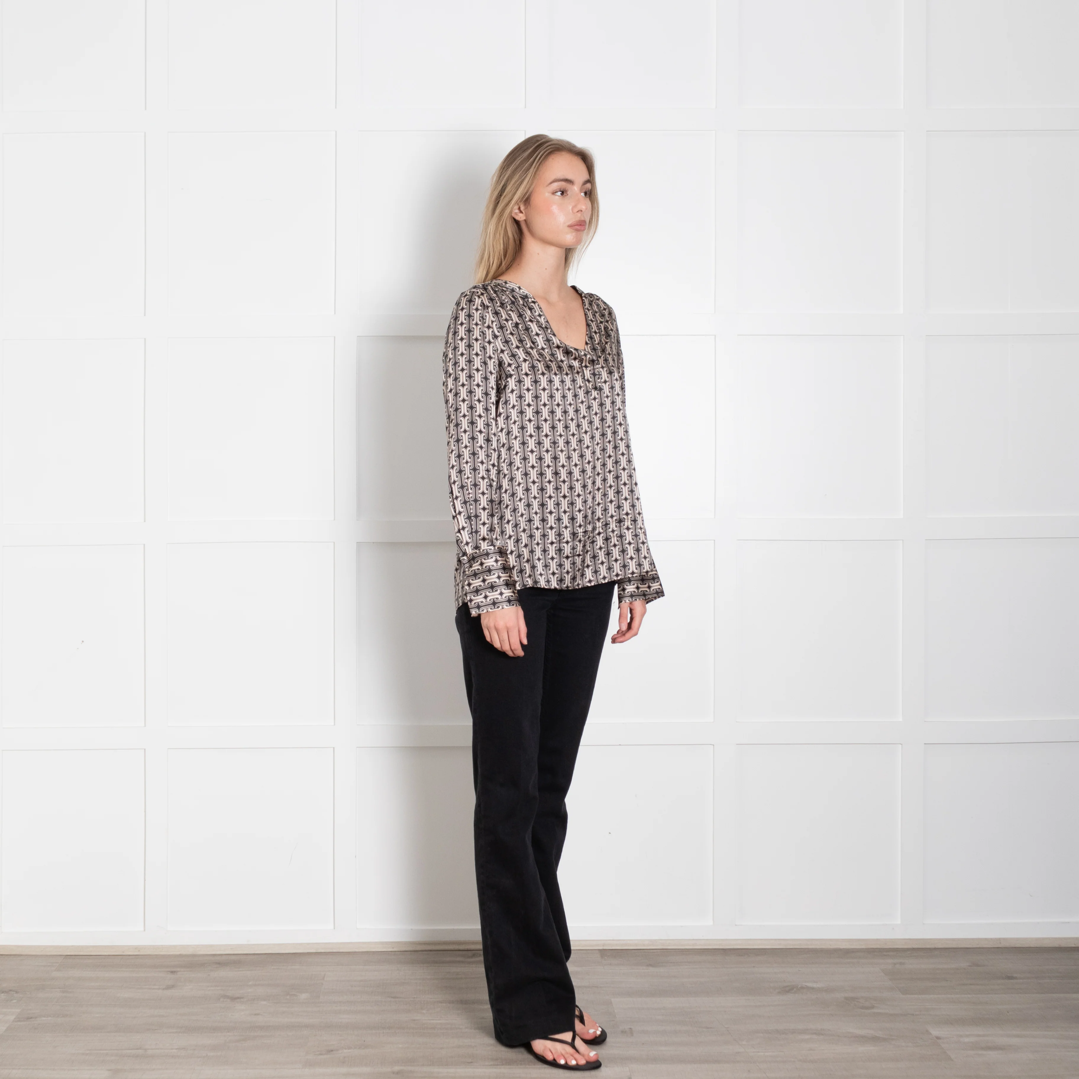 Dea Kudibal Chain Link Black & Cream Silk Blouse - Image 7