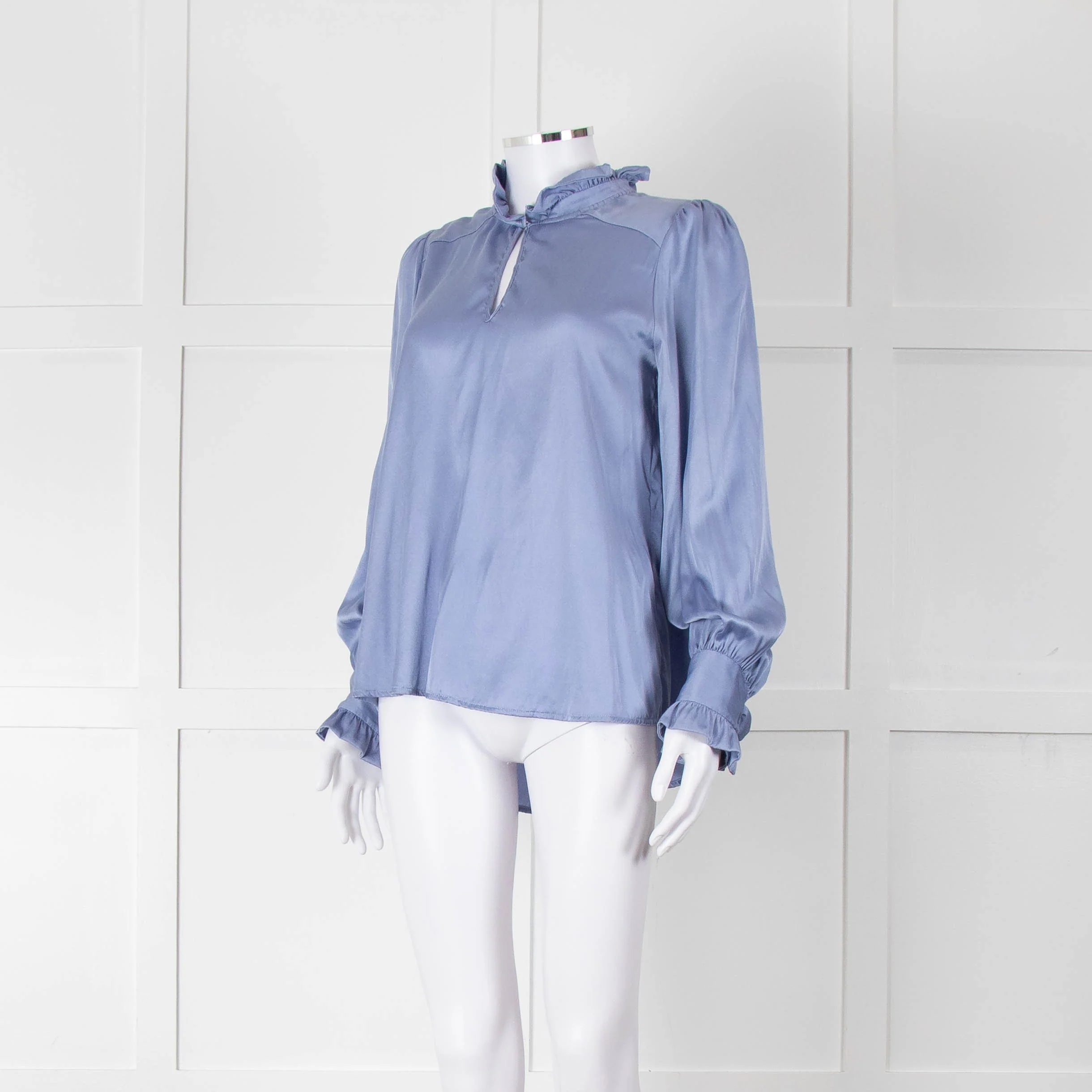 Dea Kudibal Cornflower Blue Ruffled Silk Blouse - Image 8