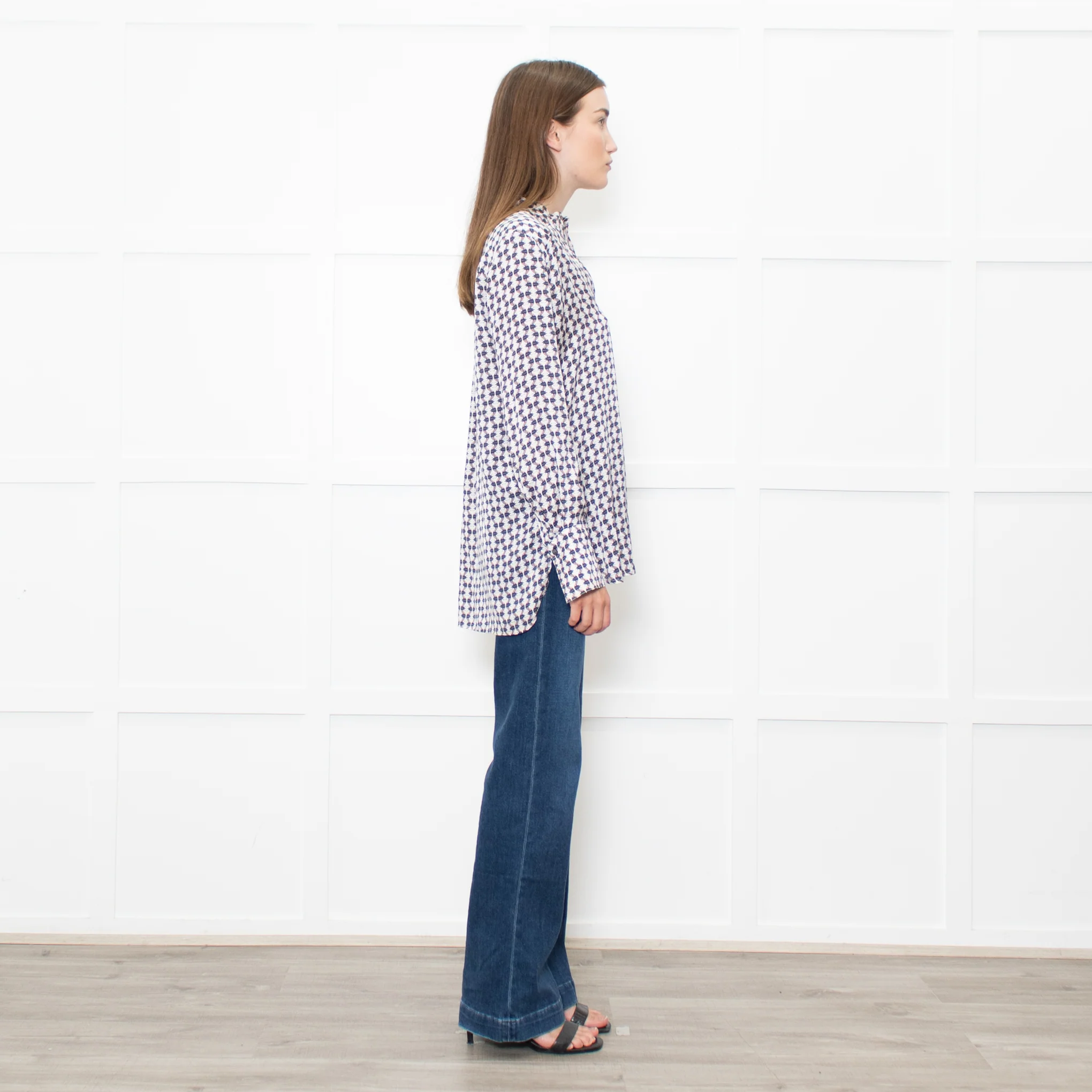 Dea Kudibal Cream and Blue Beetle Print Blouse - Image 6
