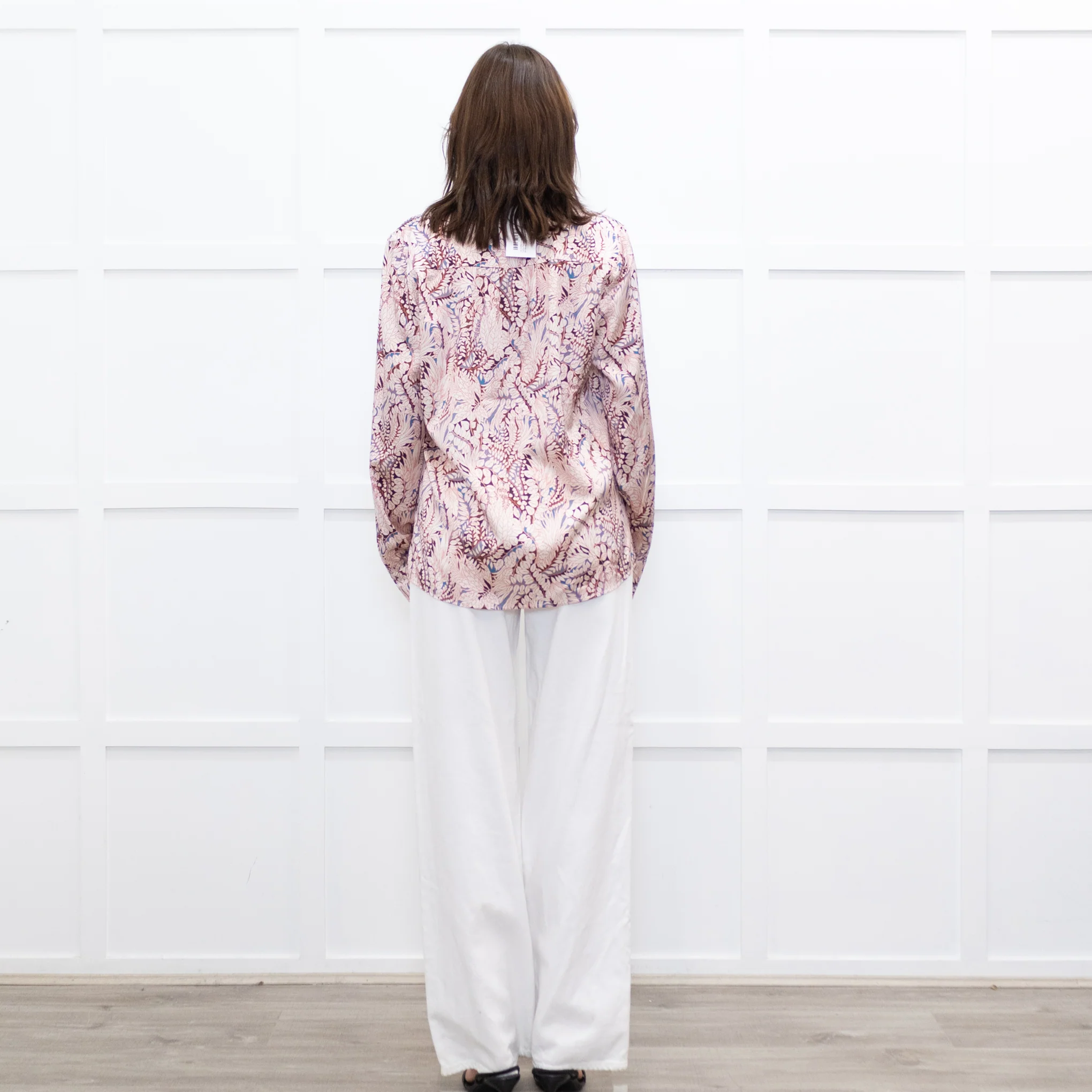 Dea Kudibal Floral Outline Red and Blue Silk Blouse - Image 5