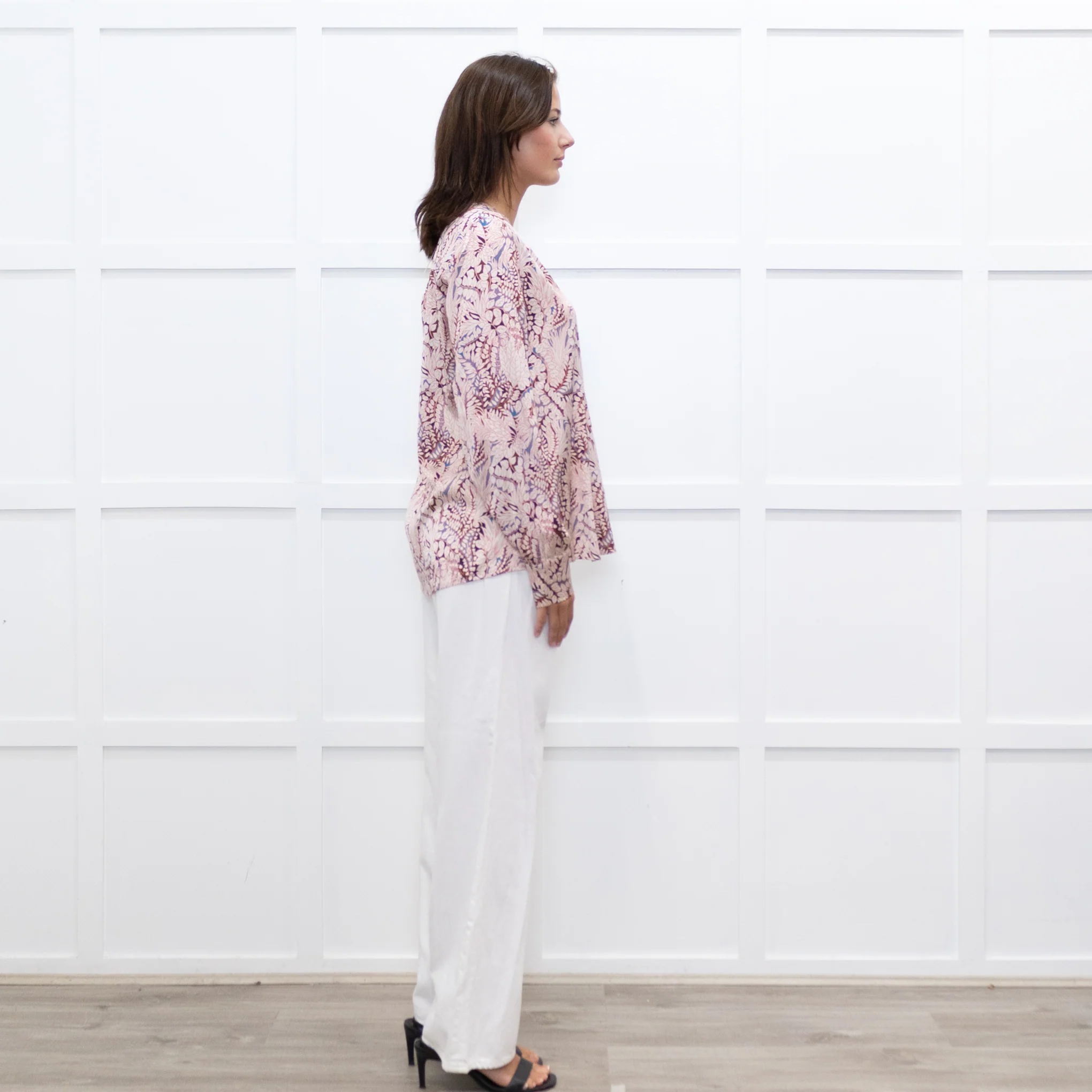 Dea Kudibal Floral Outline Red and Blue Silk Blouse - Image 6
