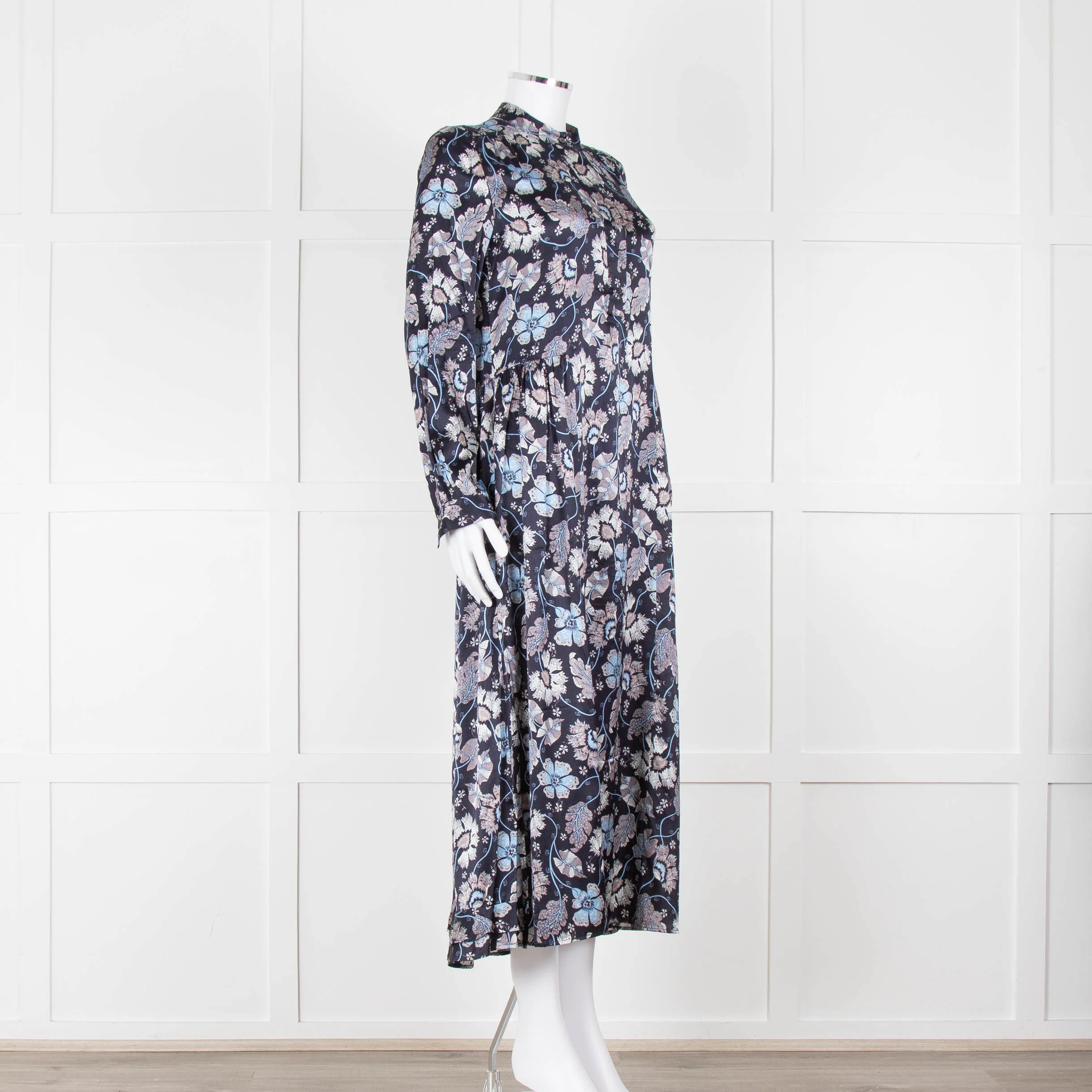 Dea Kudibal Navy Floral Silk Print Dress - Image 2