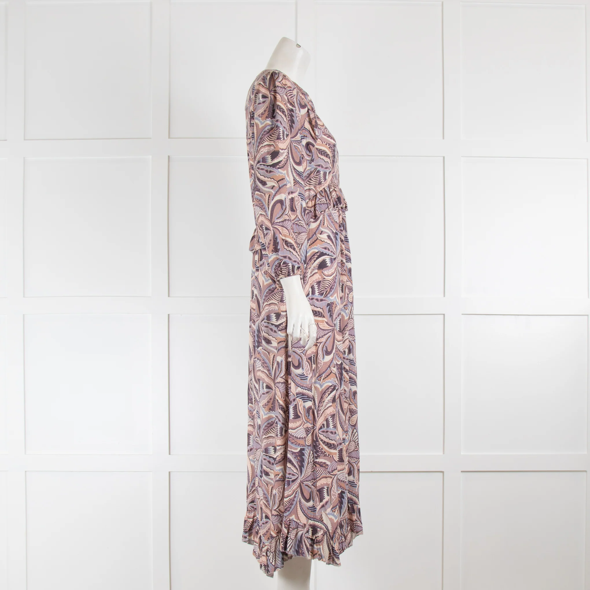 Dea Kudibal Pale Grey and Mauve Pattern Dress - Image 2
