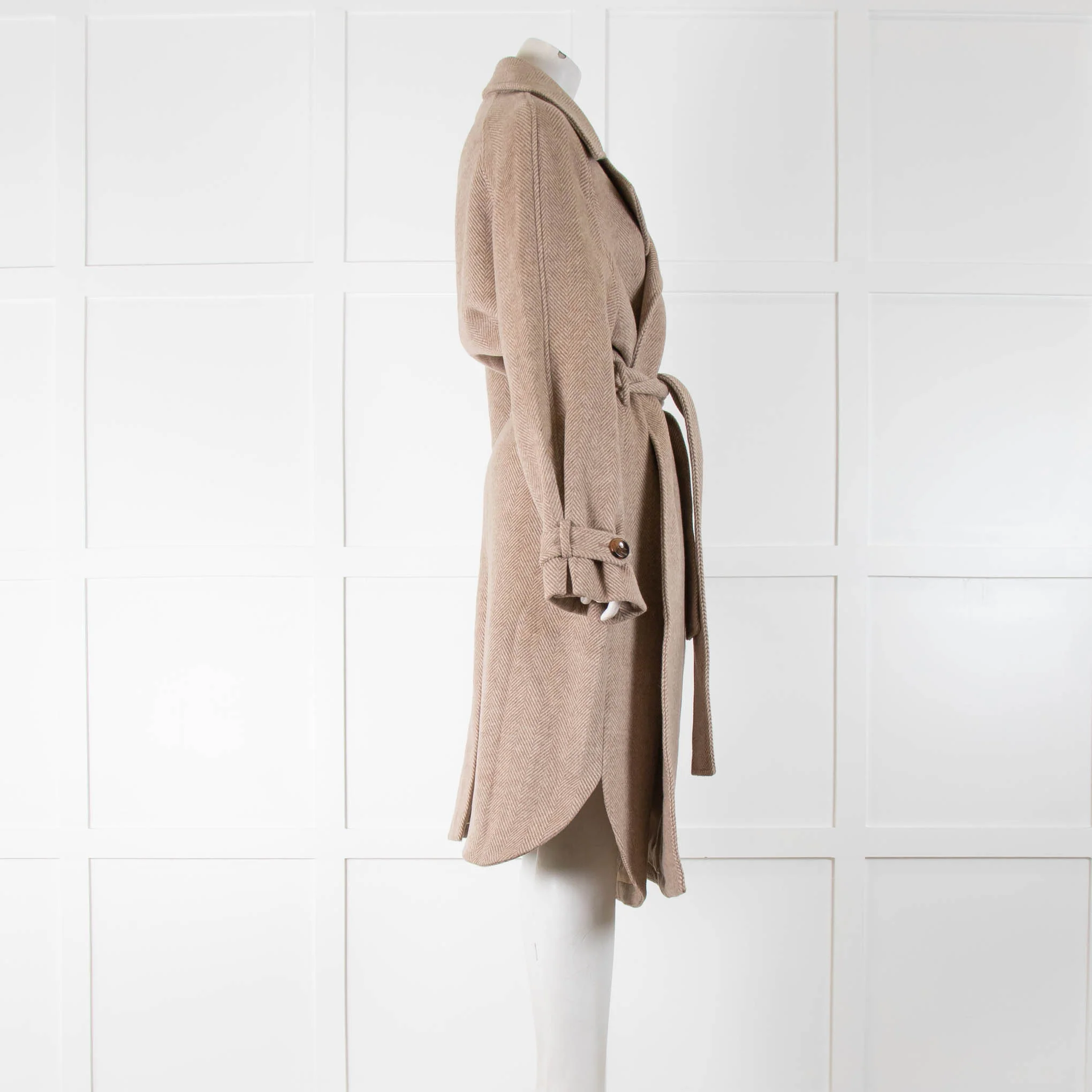 Dea Kudibal Pale Tan Herring Bone Coat - Image 2