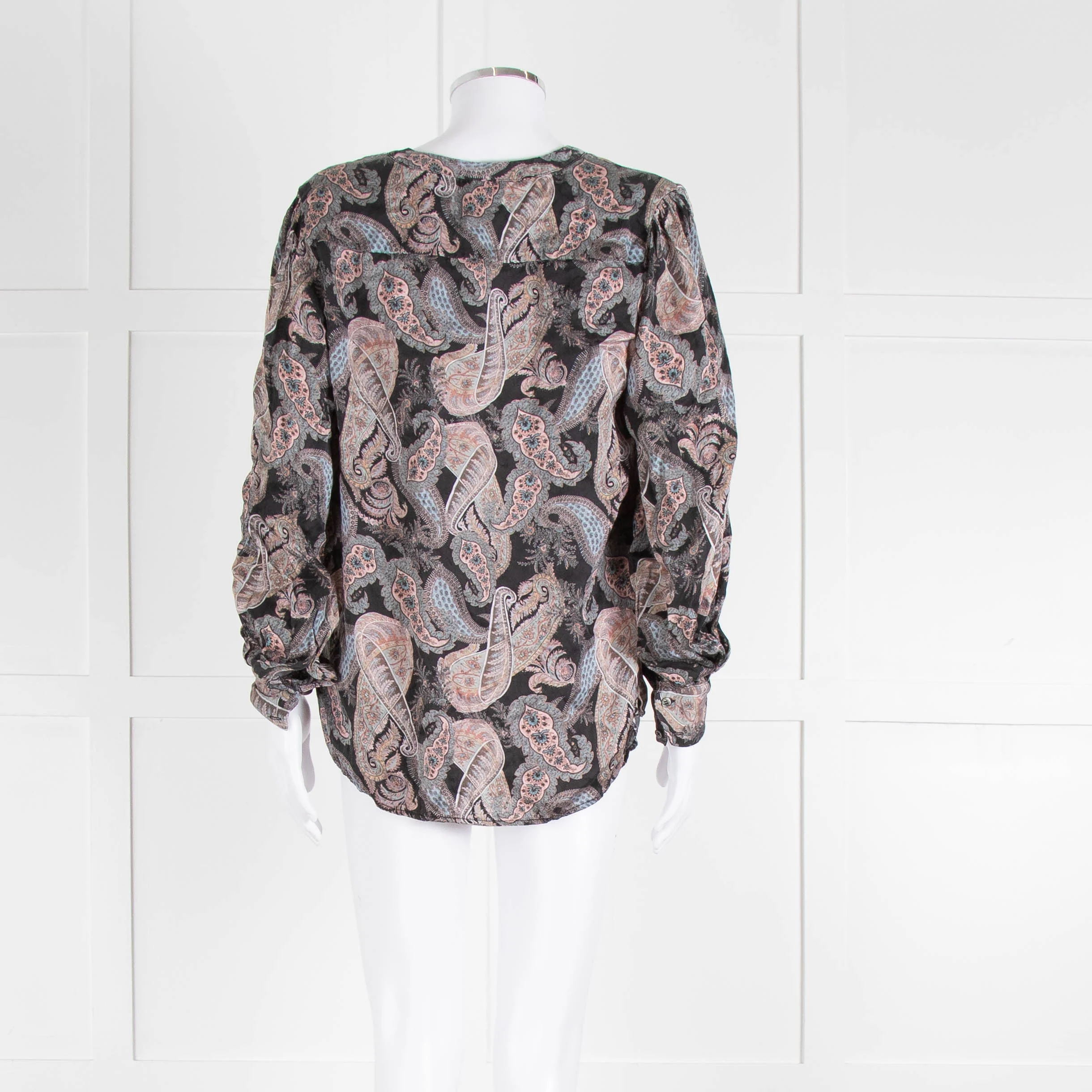 Dea Kudibal Stacey Silk Black Grey Pink Paisley Print Blouse - Image 5