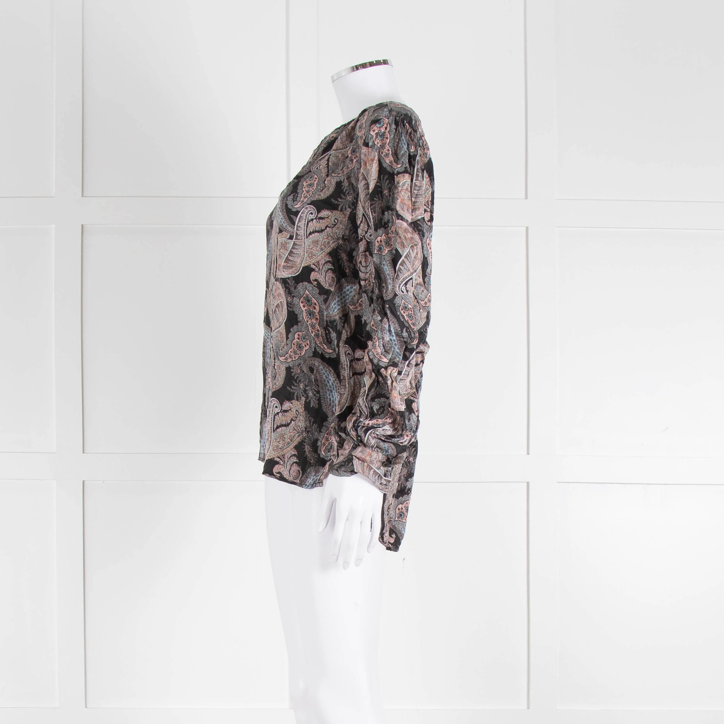Dea Kudibal Stacey Silk Black Grey Pink Paisley Print Blouse - Image 7