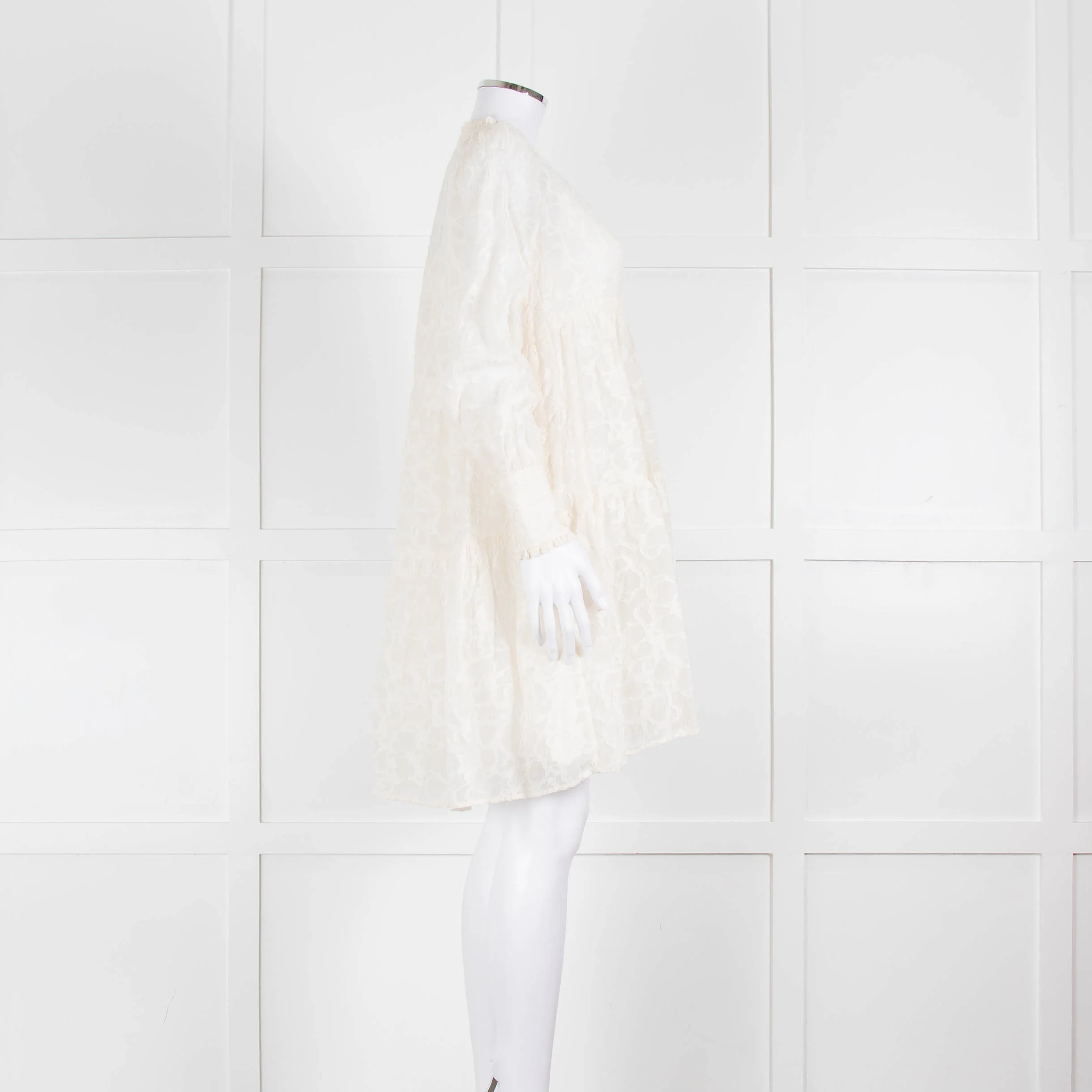 Dea Kudibal White Textured Tiered Mini Dress - Image 3