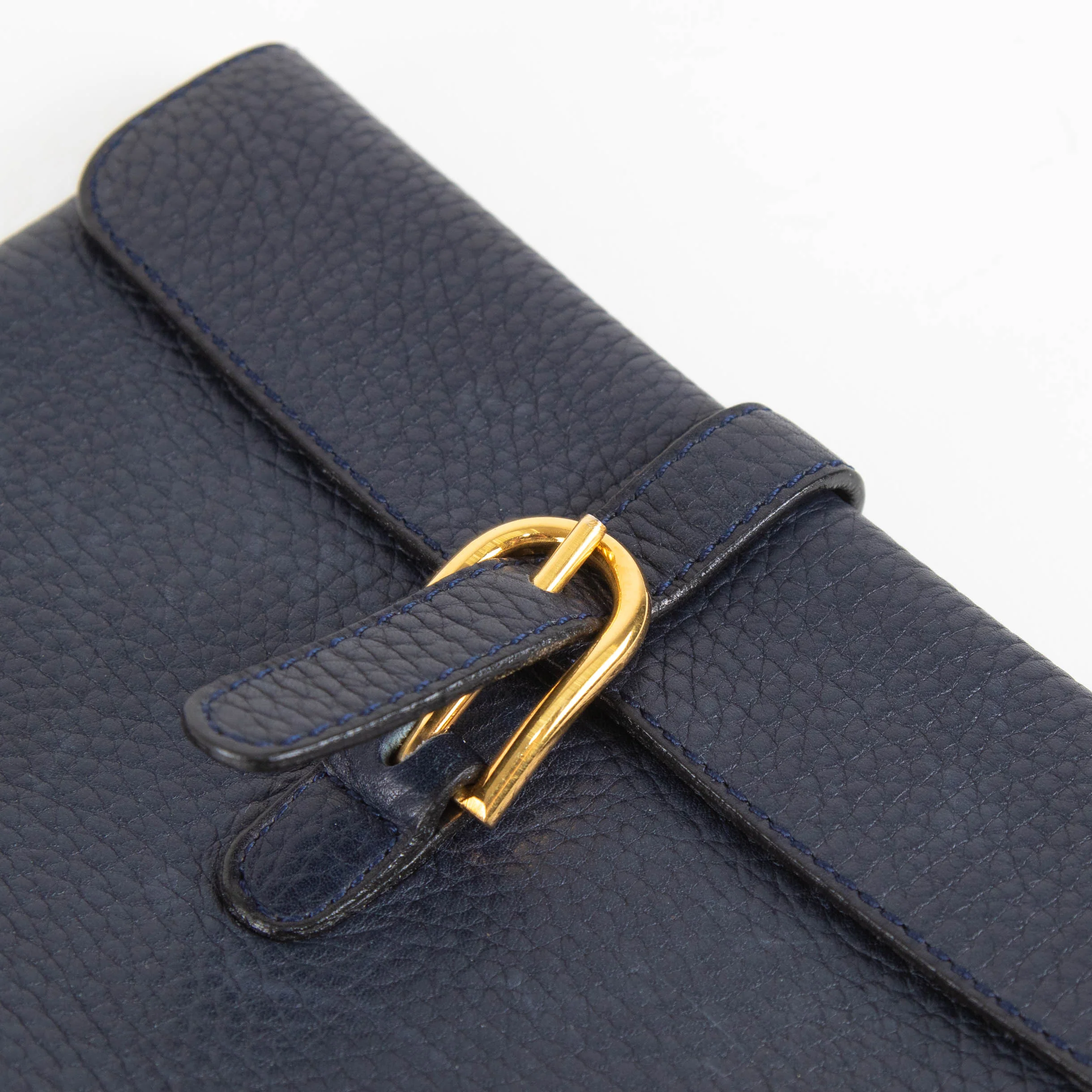Delvaux Navy Grainy Leather Belt Pouch - Image 5