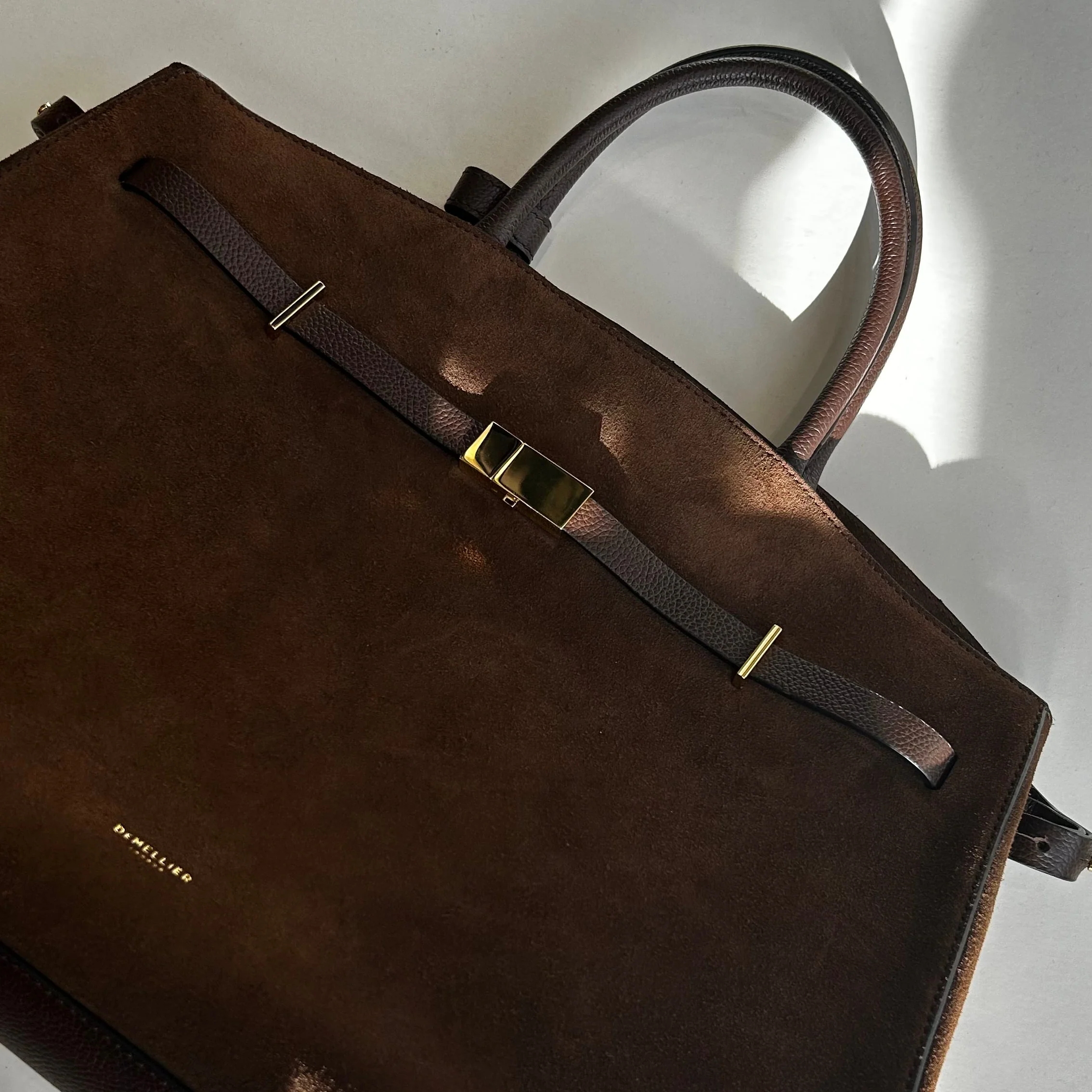 DeMellier Brown Suede Hudson Top Handle Bag - Image 12