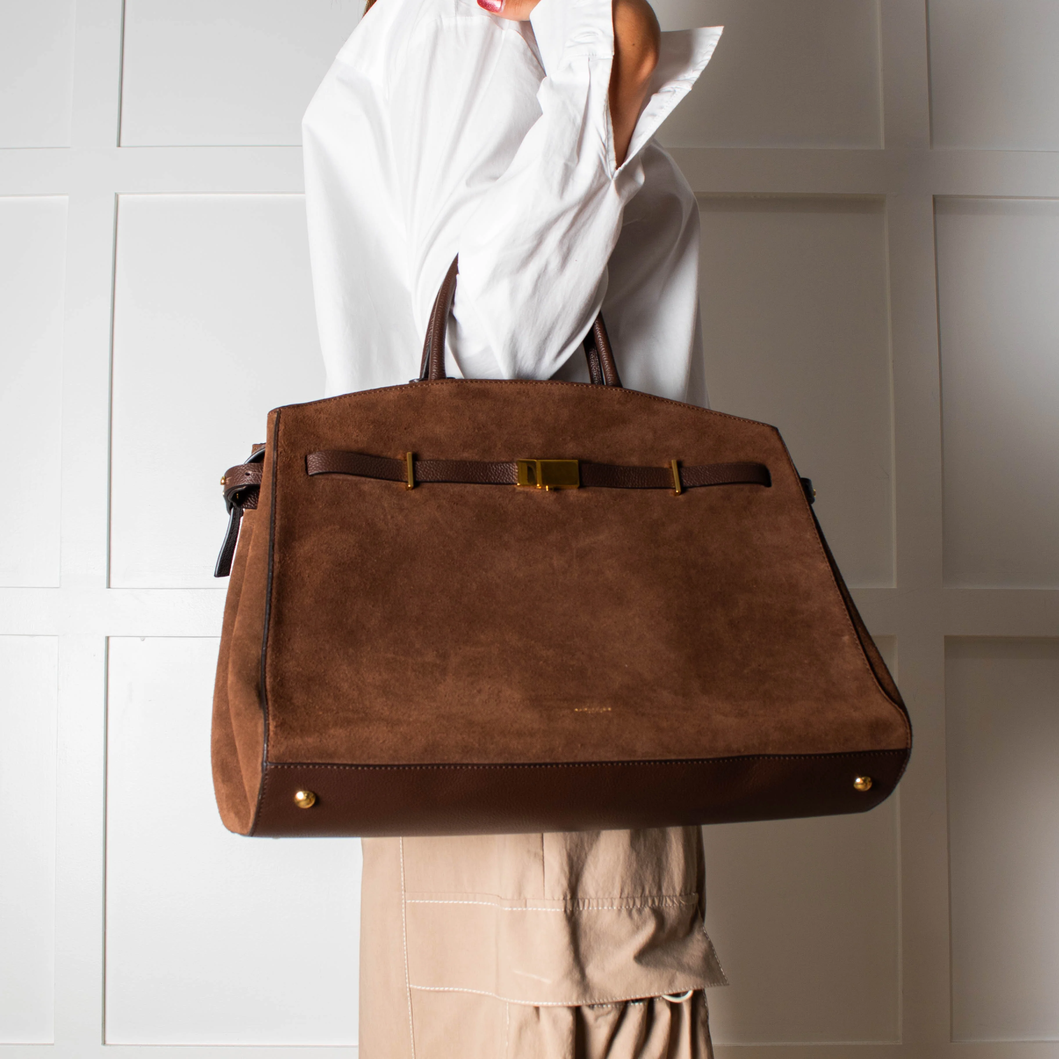 DeMellier Brown Suede Hudson Top Handle Bag - Image 2